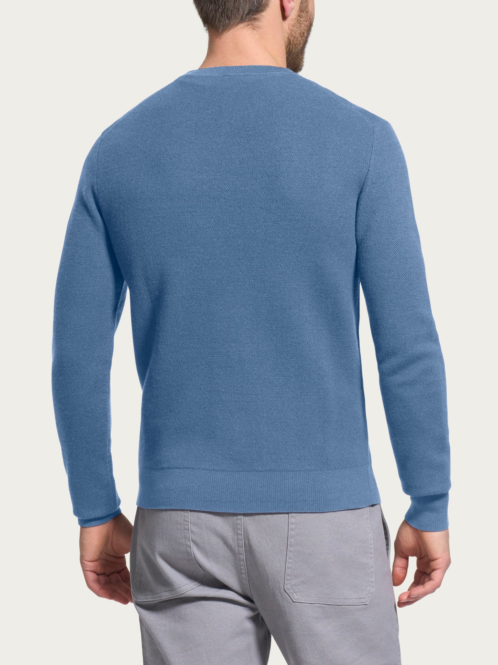 Pull girocollo Punto Links in Merino Soft - Colony Blue - Image 2