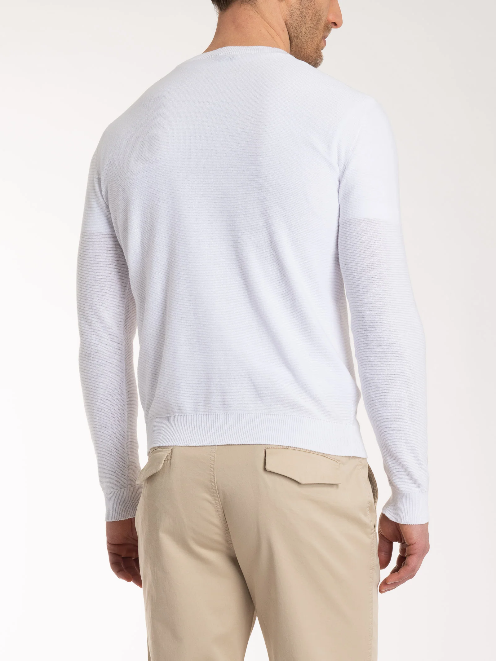 Pull girocollo Punto Links in puro cotone - Bianco - Image 2