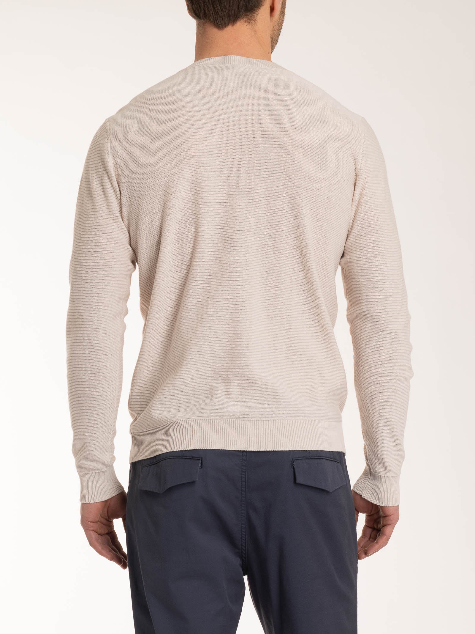 Pull girocollo Punto Links in puro cotone - Champignon - Image 2