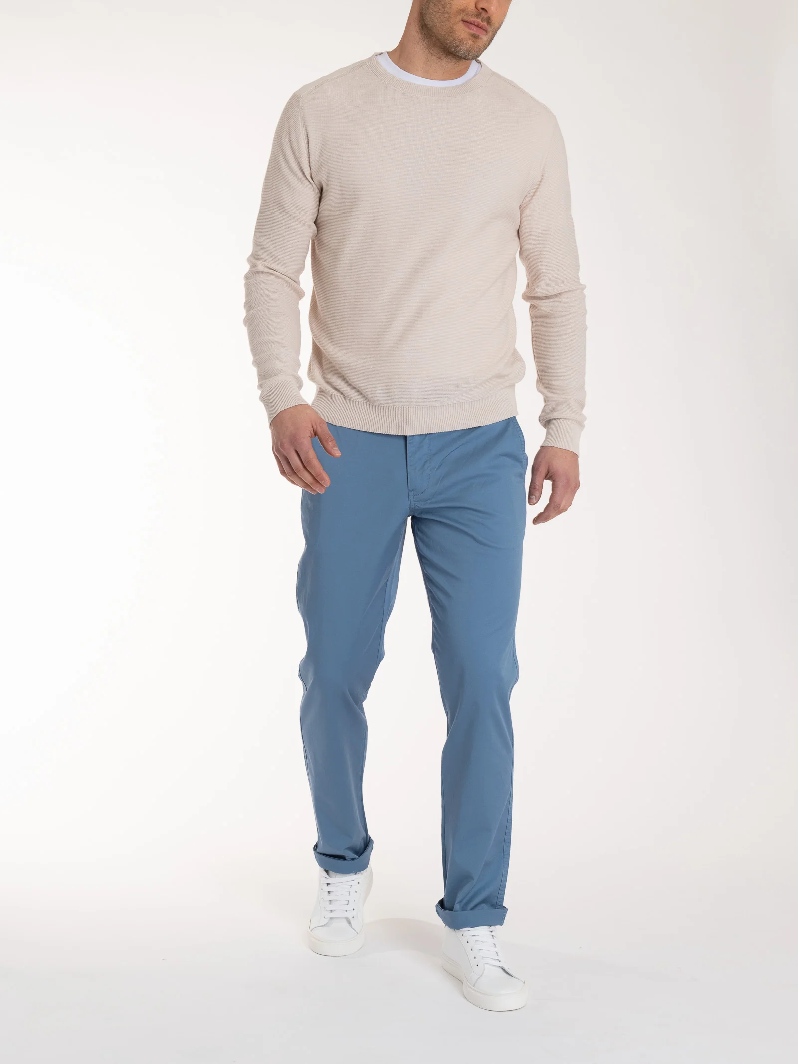 Pull girocollo Punto Links in puro cotone - Champignon - Image 3