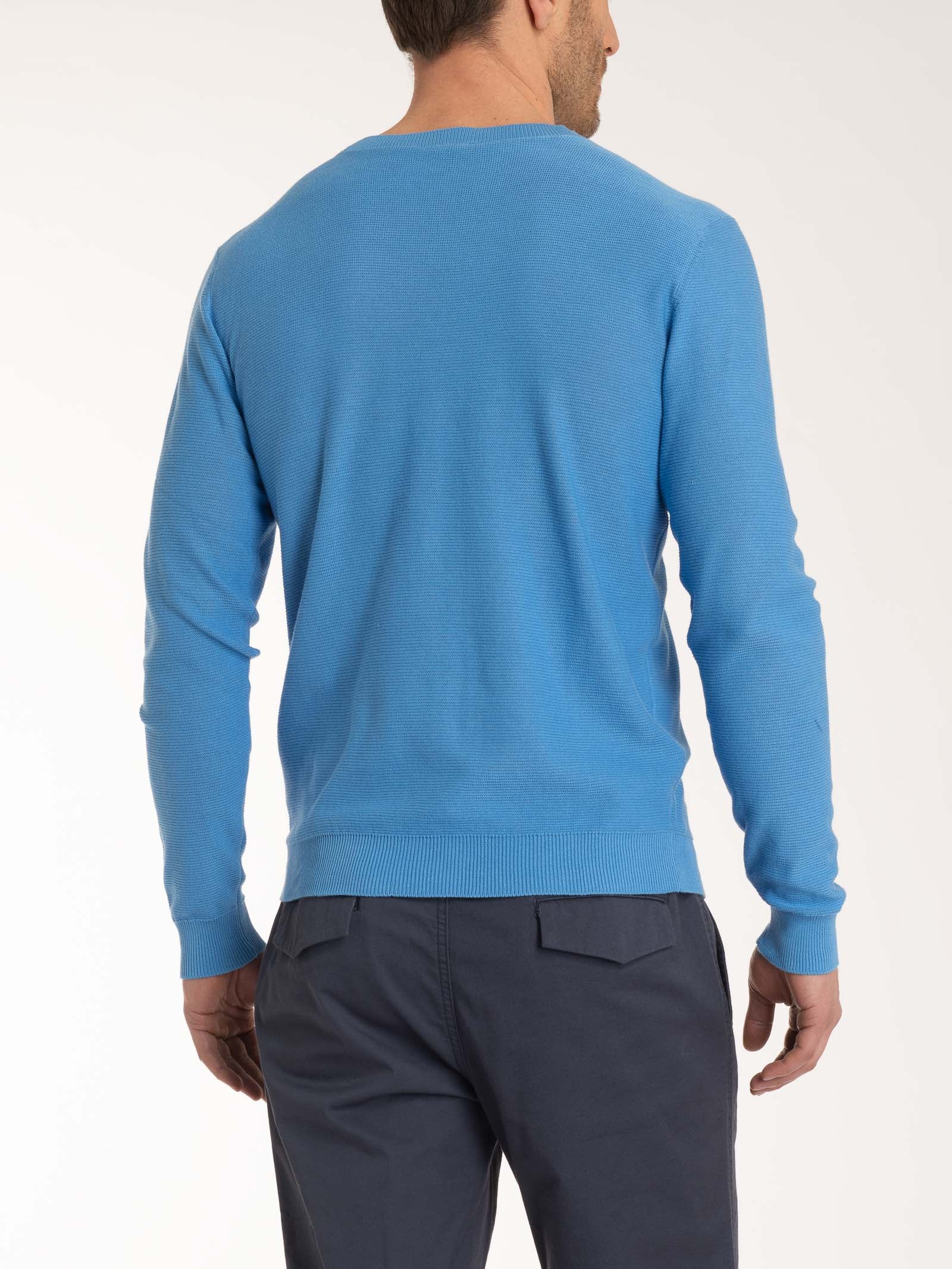 Pull girocollo Punto Links in puro cotone - Azure Blue - Image 2