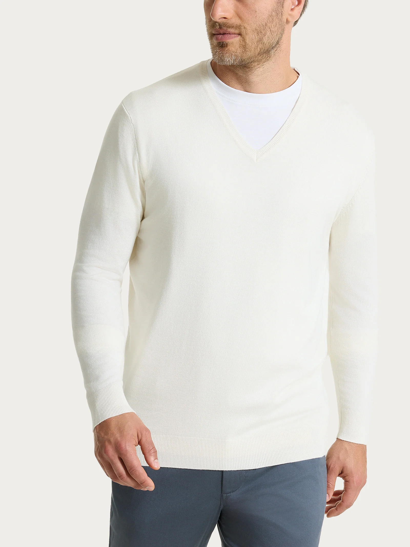 Pull scollo a V a manica lunga in Summertime - Champignon