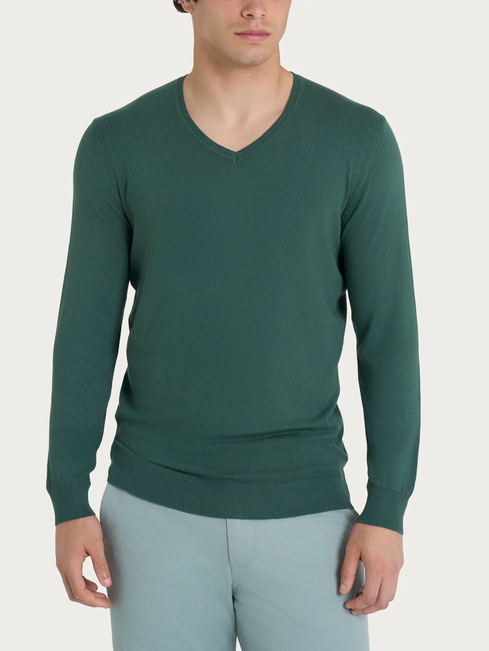 Pull scollo a V a manica lunga in Summertime - Dark Forest
