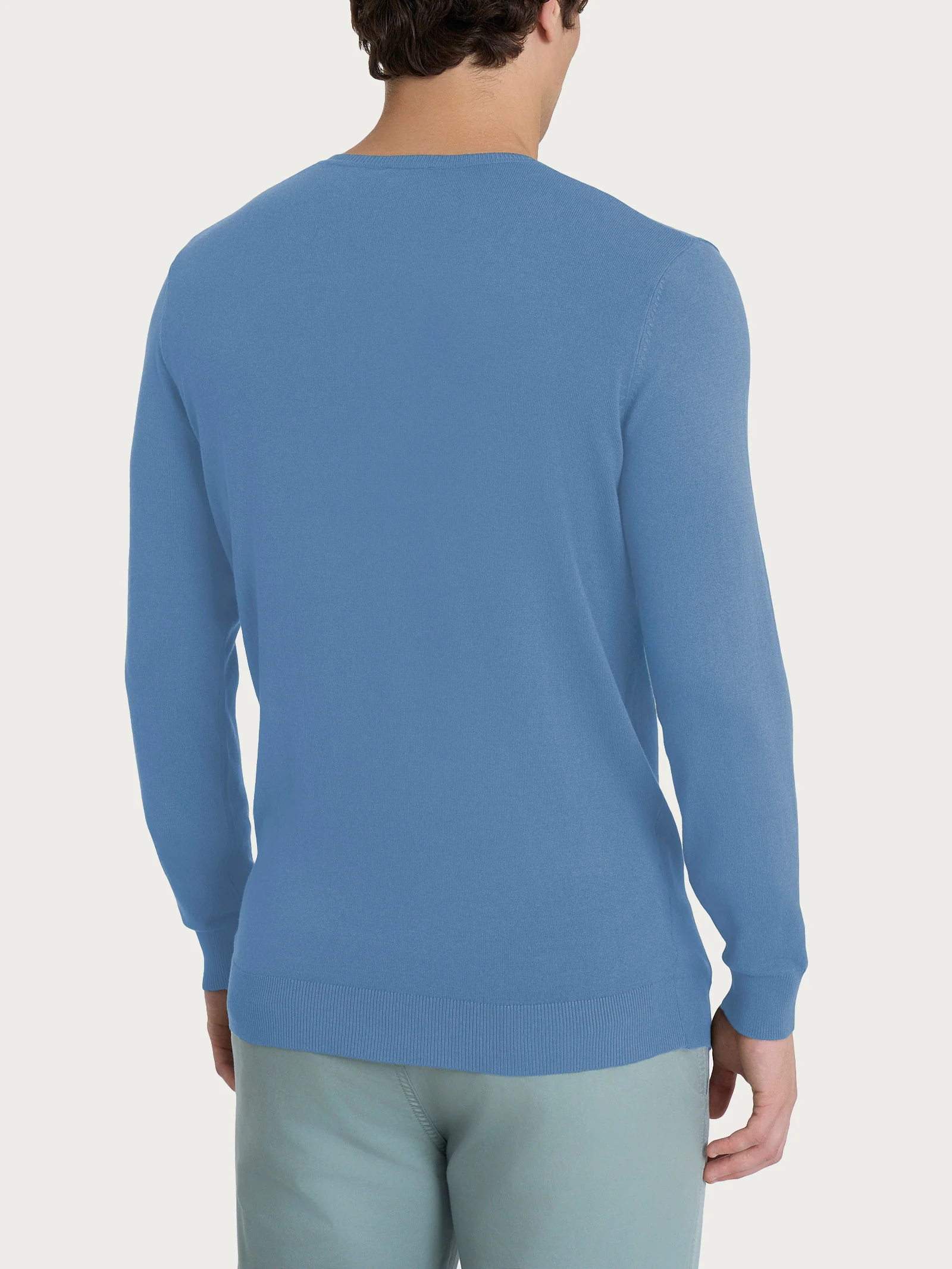 Pull scollo a V a manica lunga in Summertime - Coronet Blue - Image 2