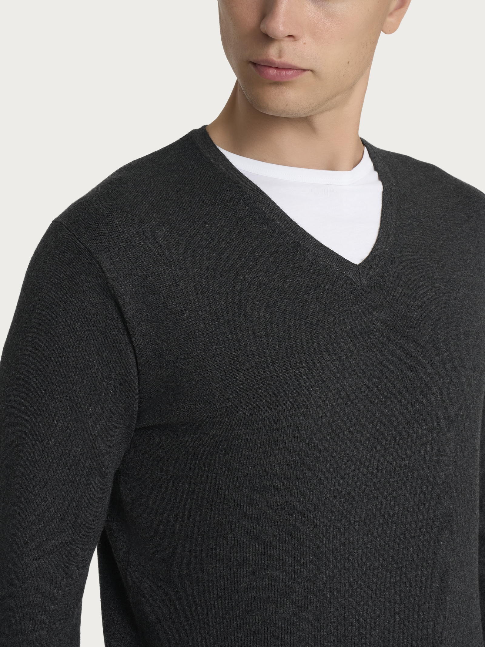 Pull scollo a V Four Seasons - Antracite Mel. - Image 3