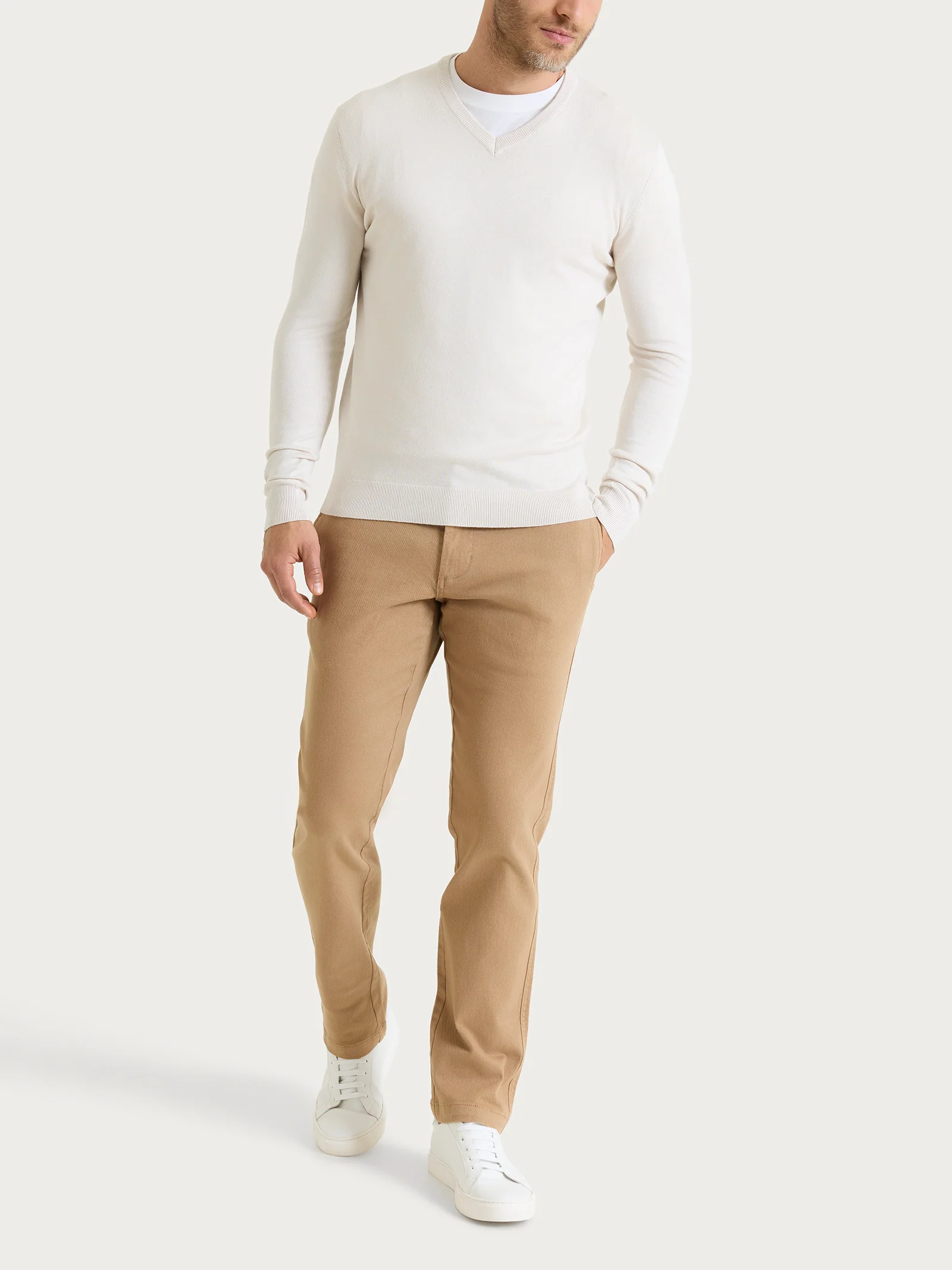 Pull scollo a V Four Seasons - Champignon - Image 4