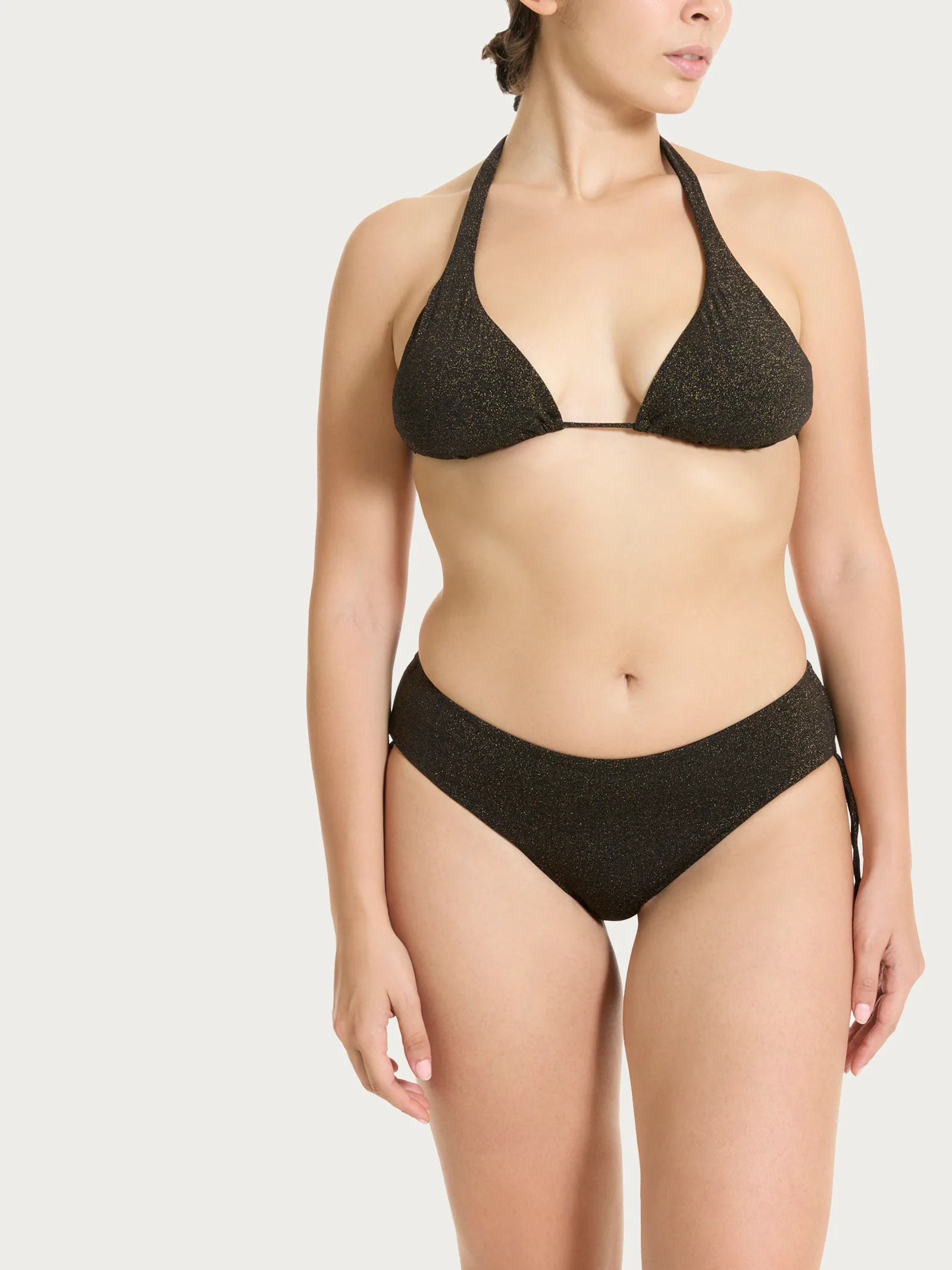 Reggiseno a triangolo personalizzabile in Microfibra Stretch Lurex - Nero - Image 3