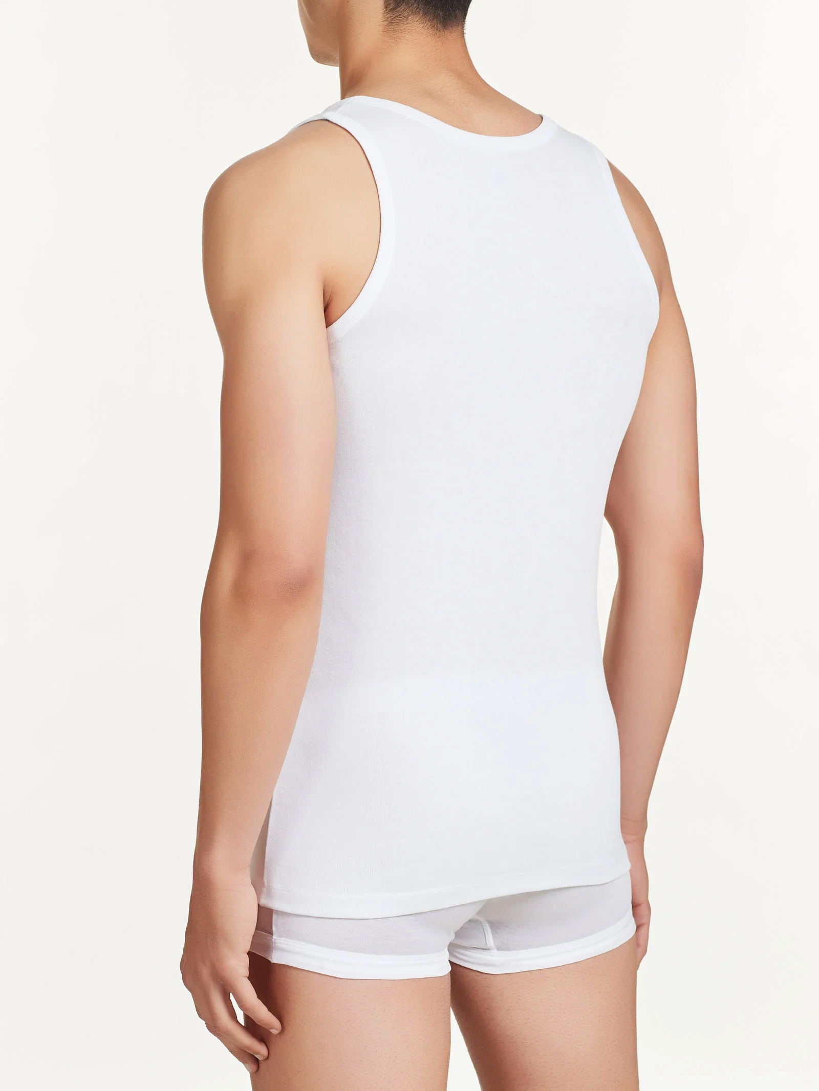 Rib - Canottiera spalla larga in maglia unita di cotone  - White - Image 3
