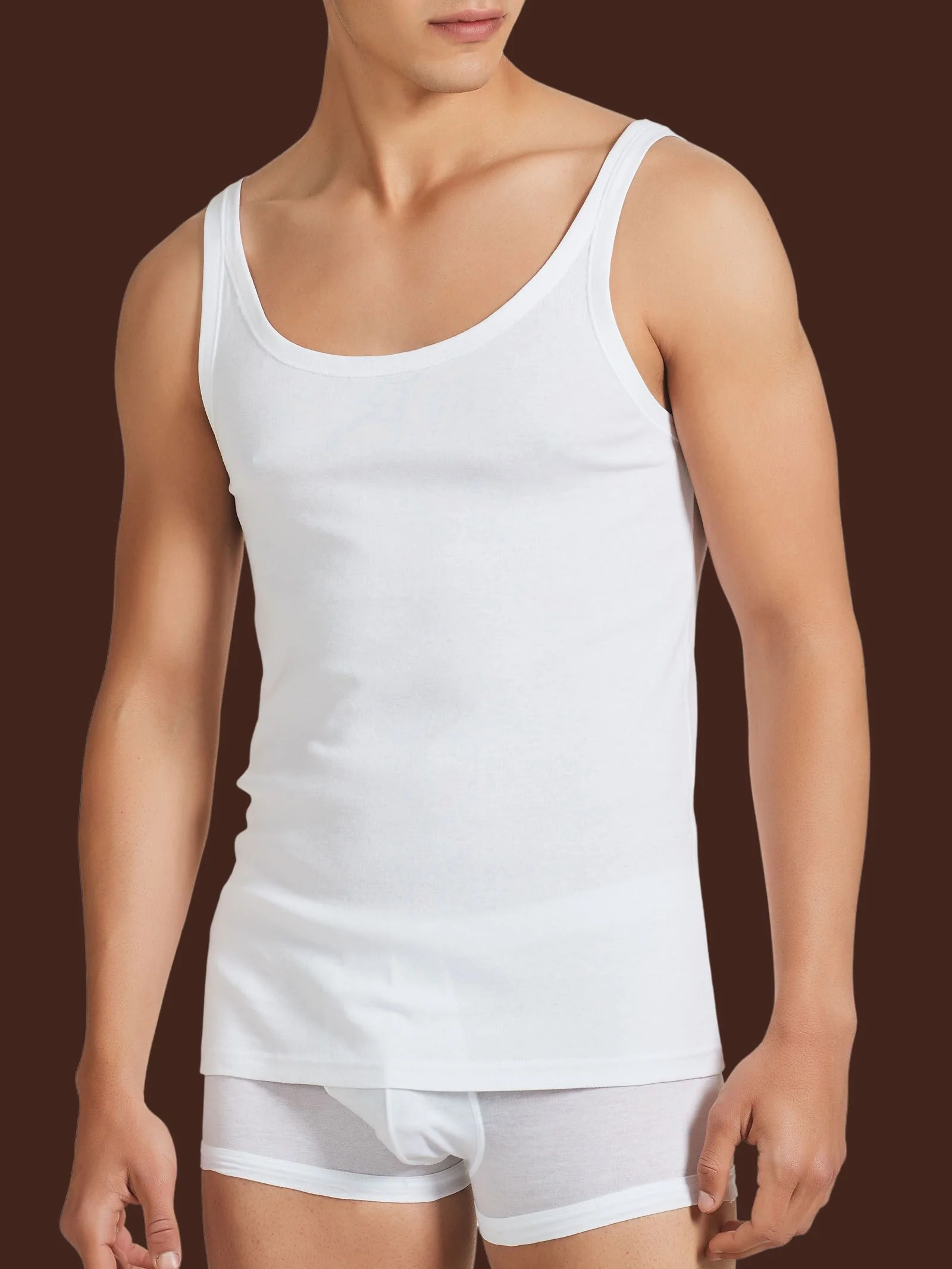 Rib - Canottiera spalla stretta in maglia unita di cotone - White - Image 2