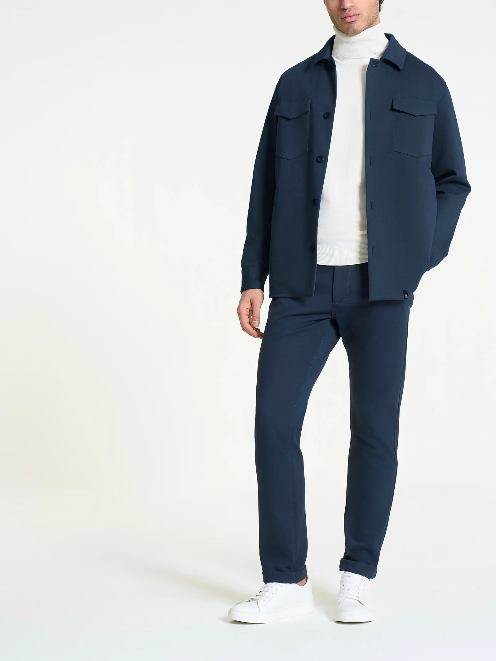 Shacket in Cotton Compact - Bleu - Image 4