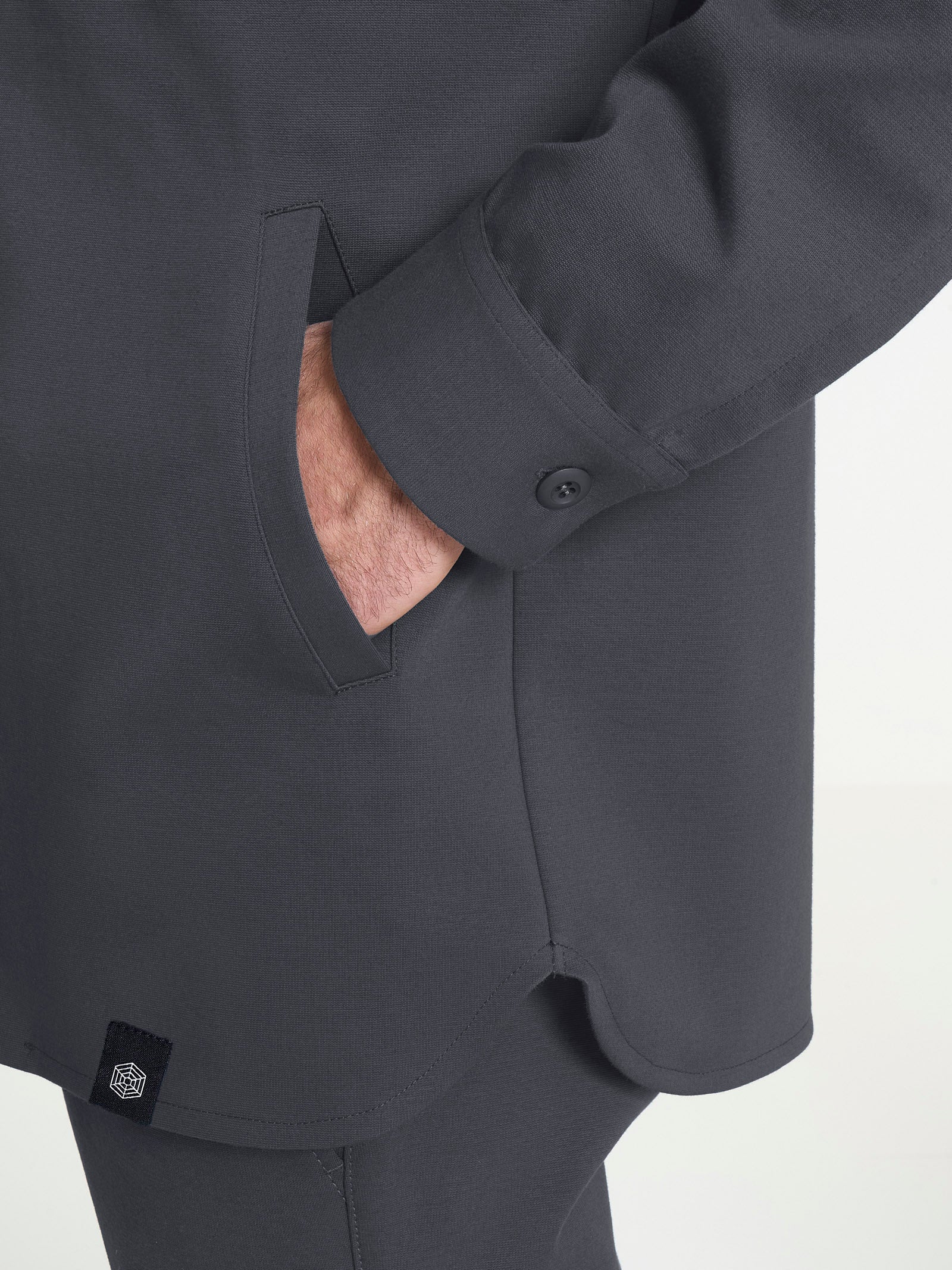 Shacket in Cotton Compact - Dark Shadow - Image 3