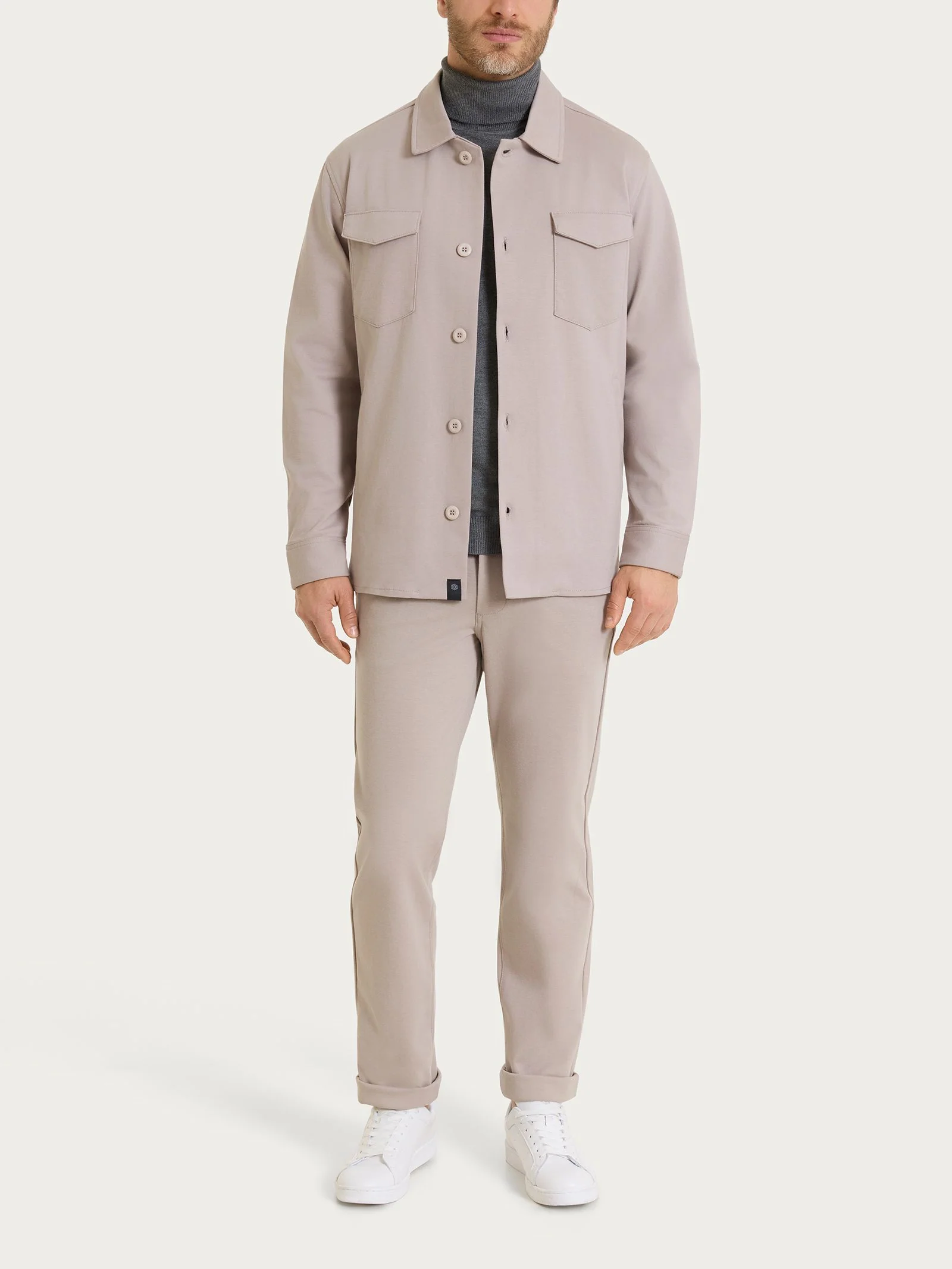 Shacket in Cotton Compact - String - Image 4