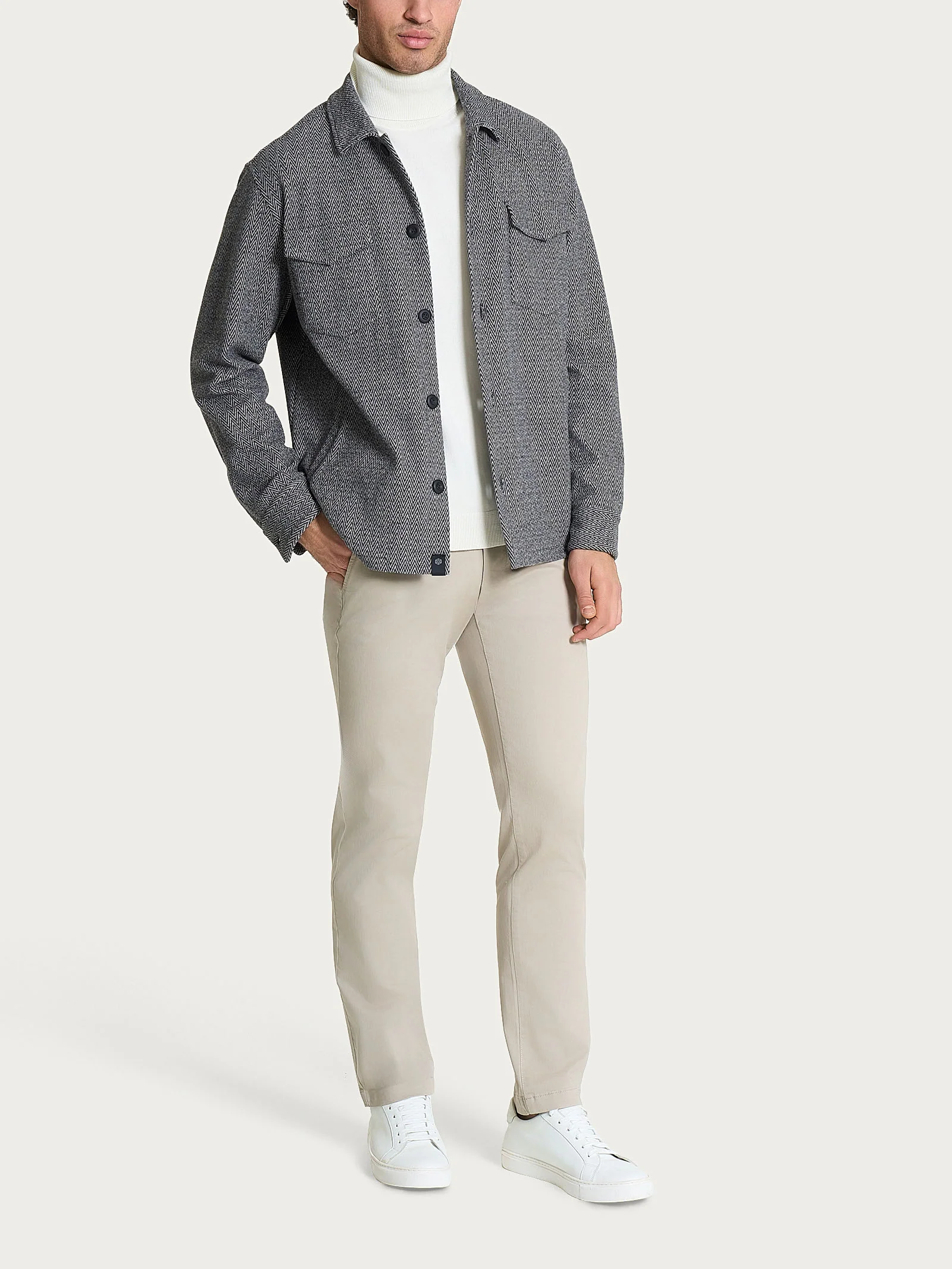 Shacket in Eco Jacquard - Fant.Ardesia Mel. - Image 4