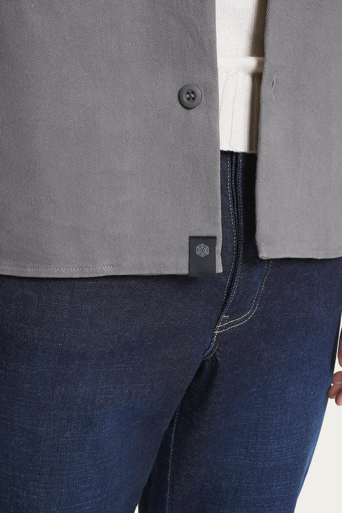 Shacket in Raw twill di Cotone - Pietra - Image 3