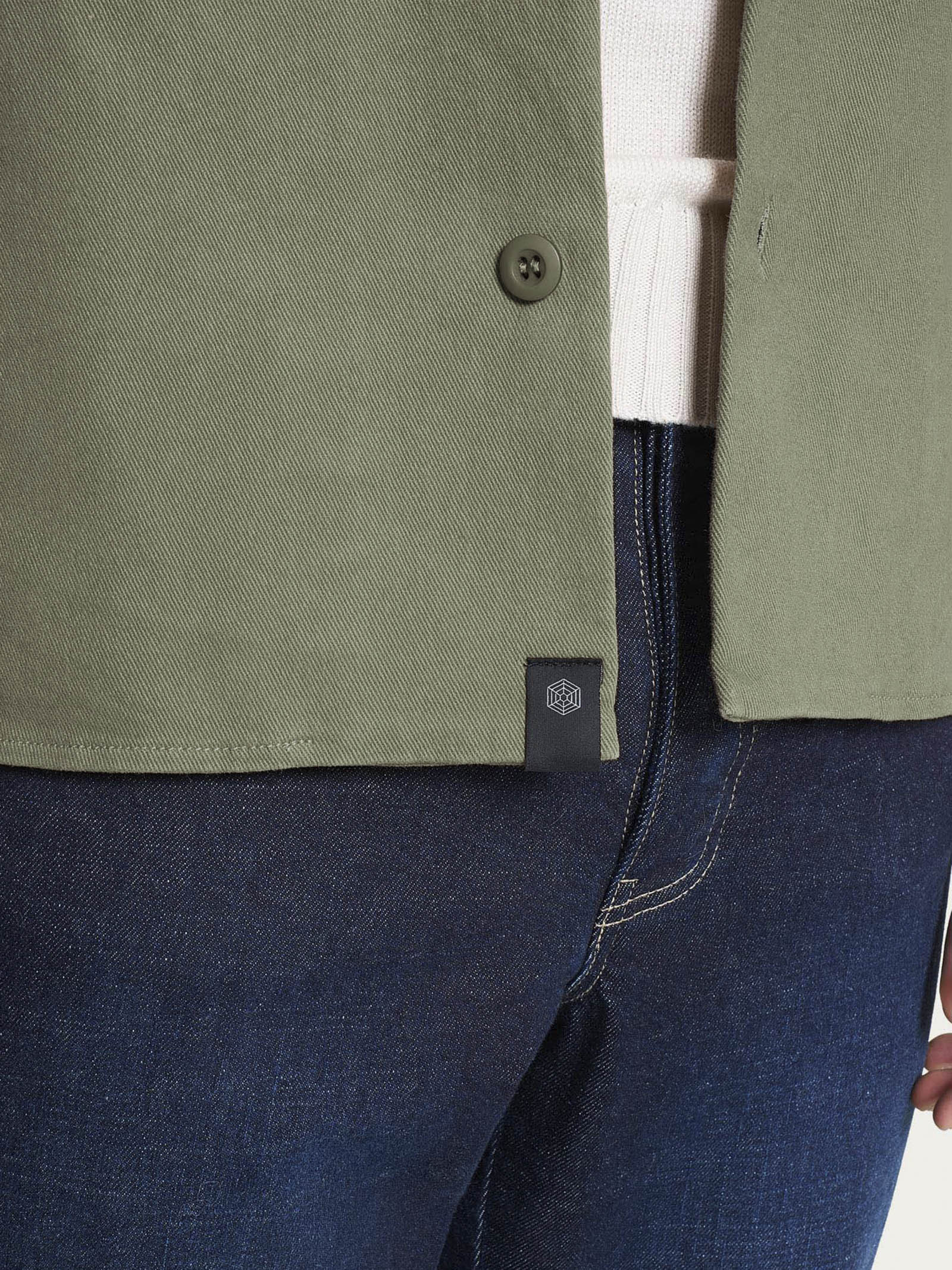 Shacket in Raw twill di Cotone - Deep Lichen Green - Image 3