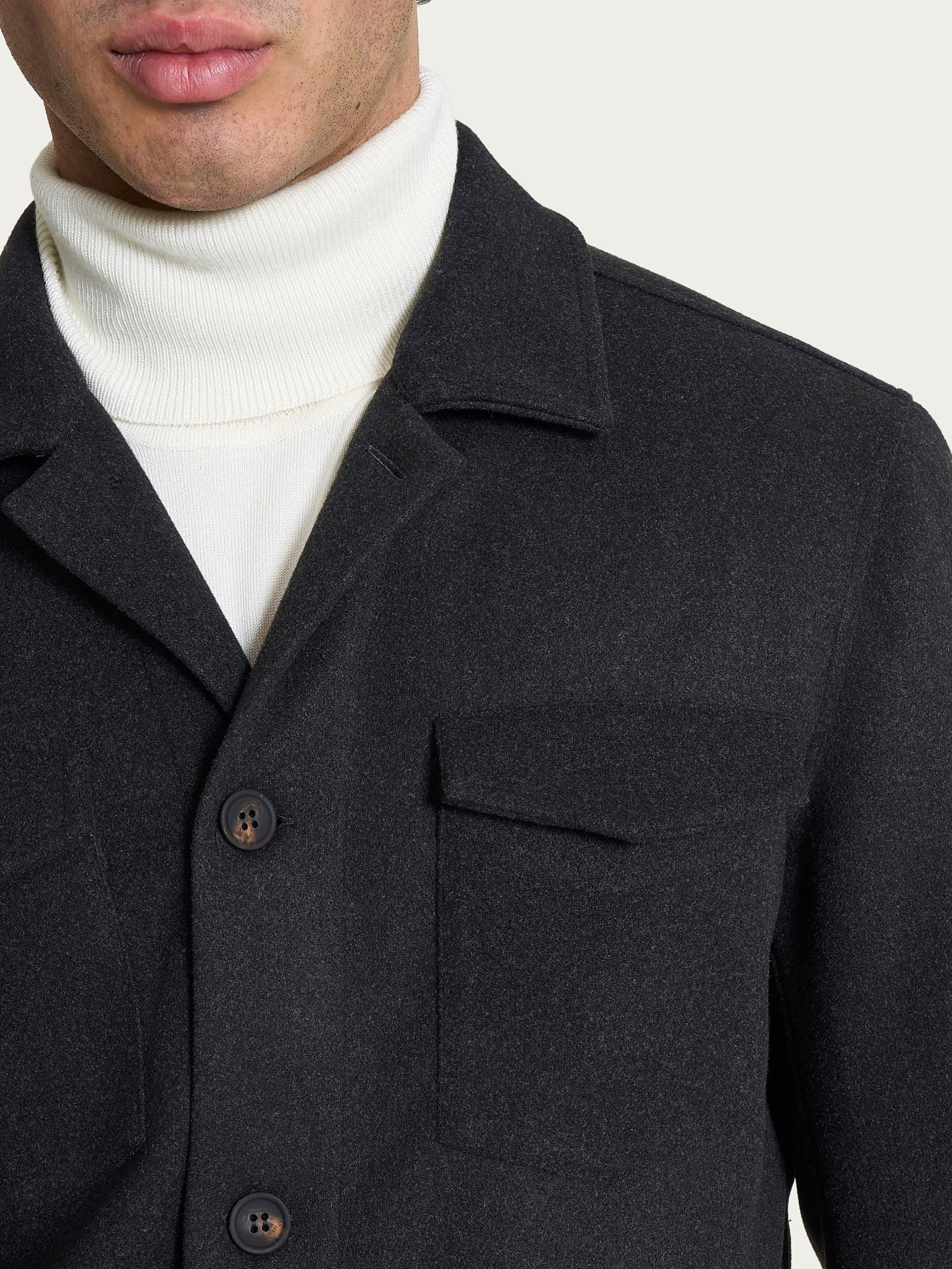 Shacket in Vegan Wool - Oscuro Mel. - Image 4