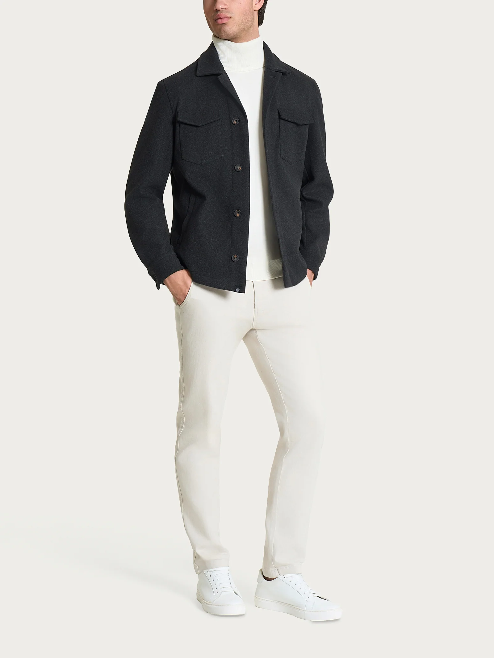 Shacket in Vegan Wool - Oscuro Mel. - Image 5