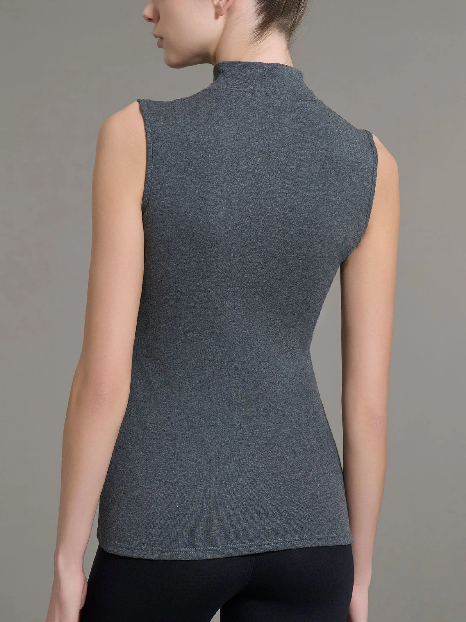 Smanicato a collo alto in Thermo Cotton - Piombo Mel. - Image 2