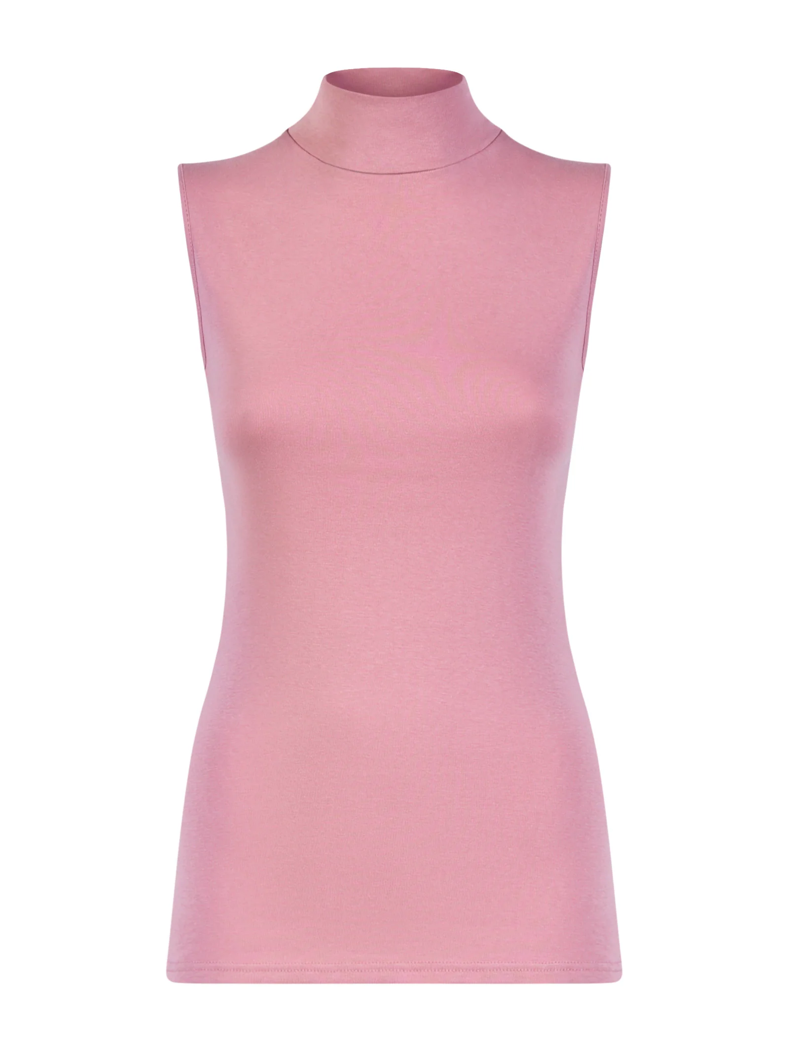 Smanicato a collo alto in Thermo Cotton - Rosa Antico