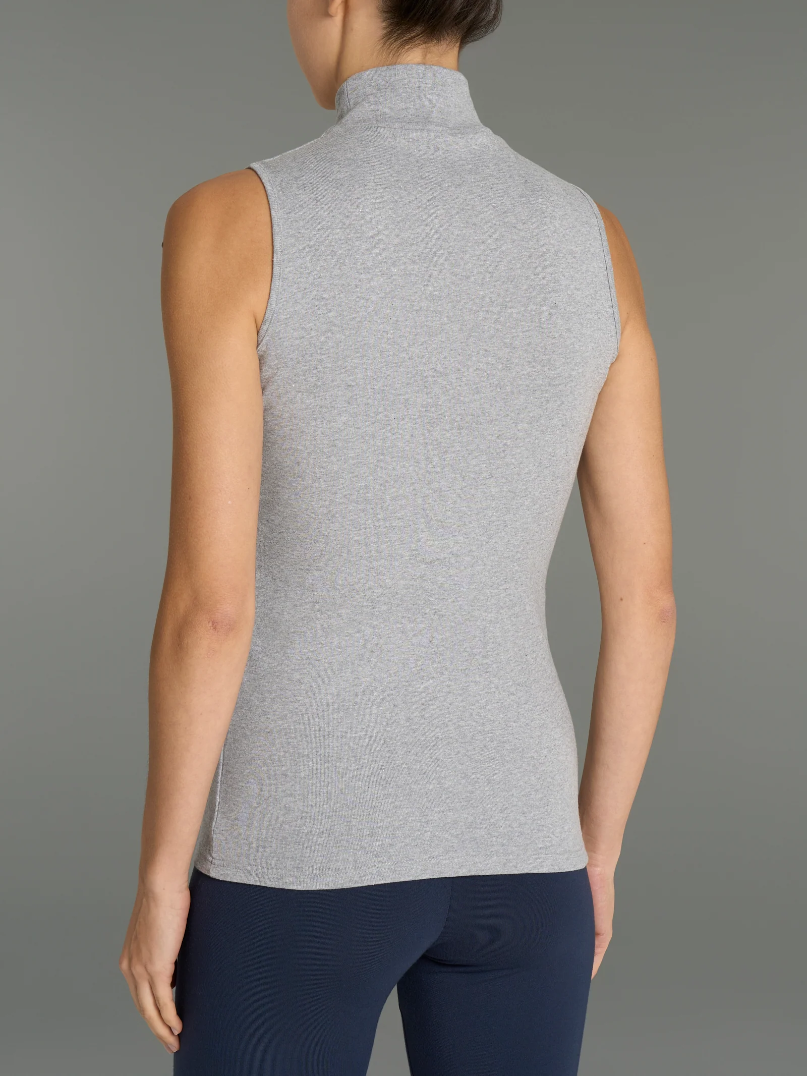 Smanicato a collo alto in Thermo Cotton - Argento Mel. - Image 2