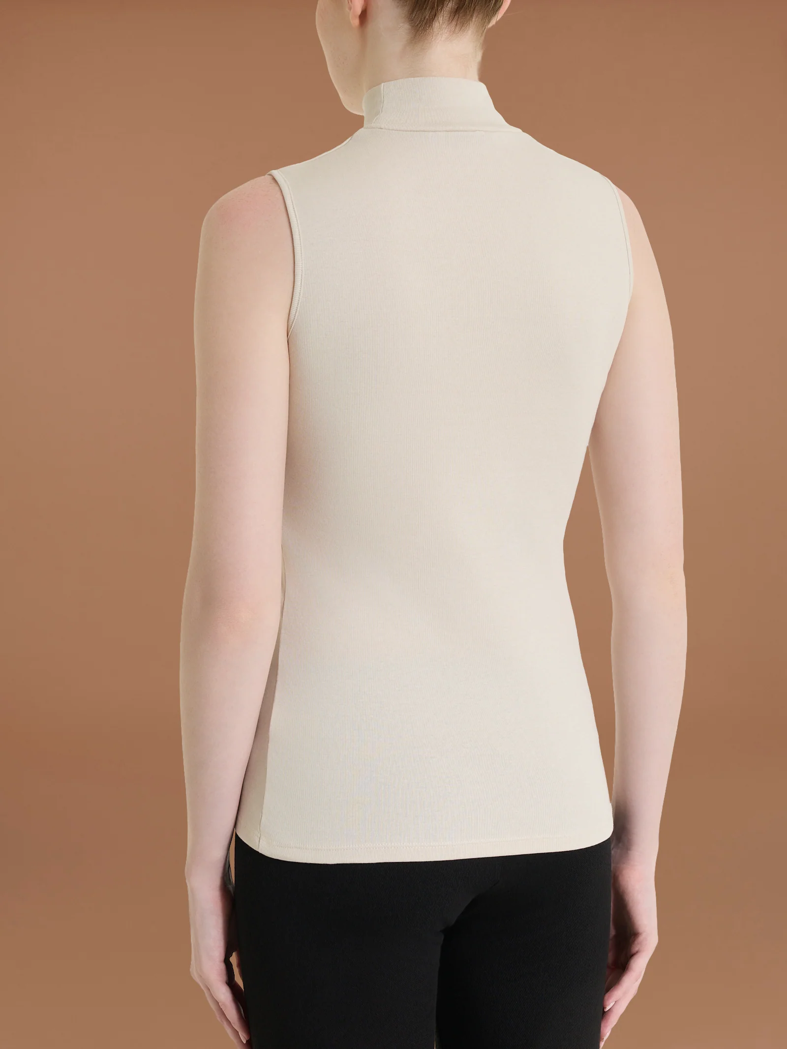 Smanicato a collo alto in Thermo Cotton - Champignon - Image 2