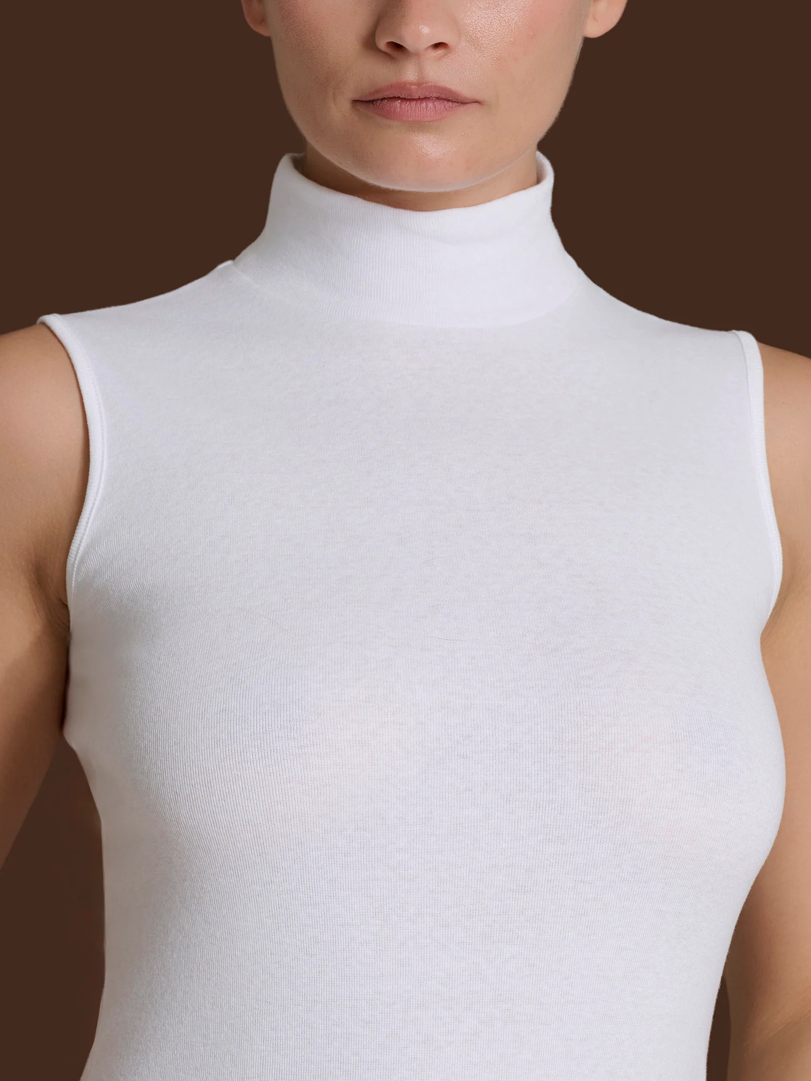 Smanicato a collo alto in Thermo Cotton - Fig - Image 4