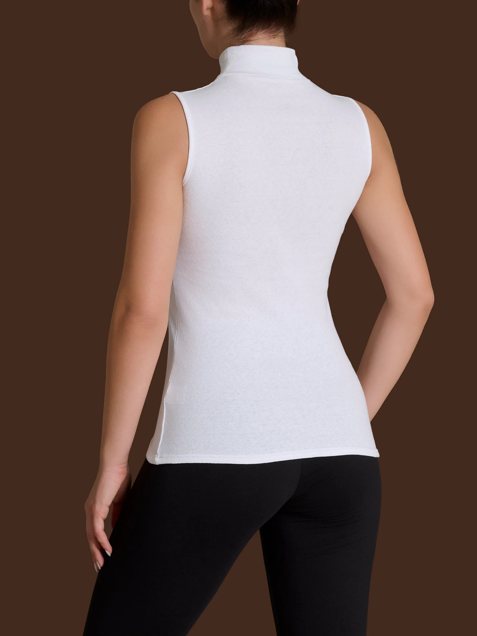 Smanicato a collo alto in Thermo Cotton - Fig - Image 5
