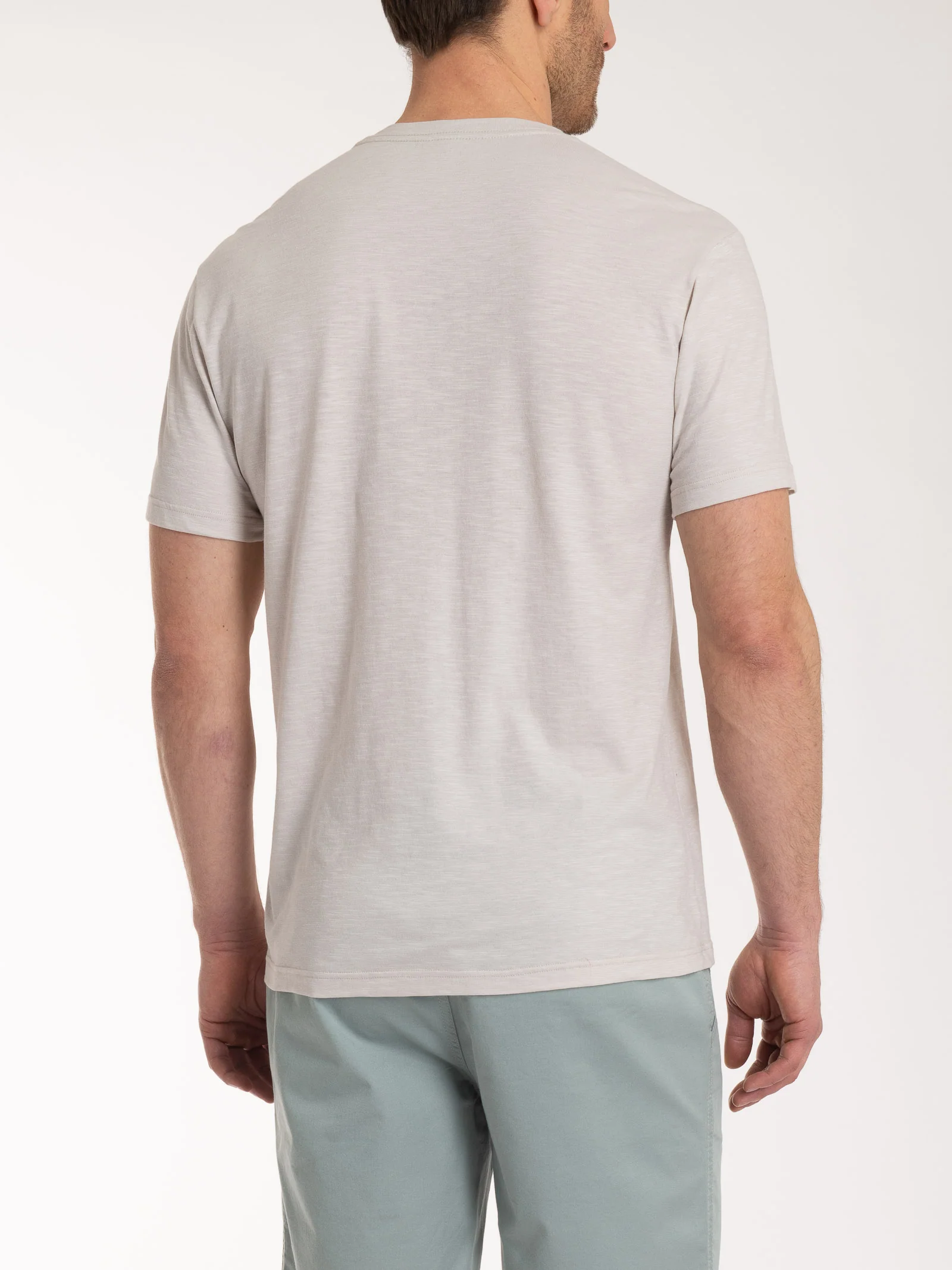 T-shirt girocollo con taschino in jersey di cotone - Champignon - Image 2