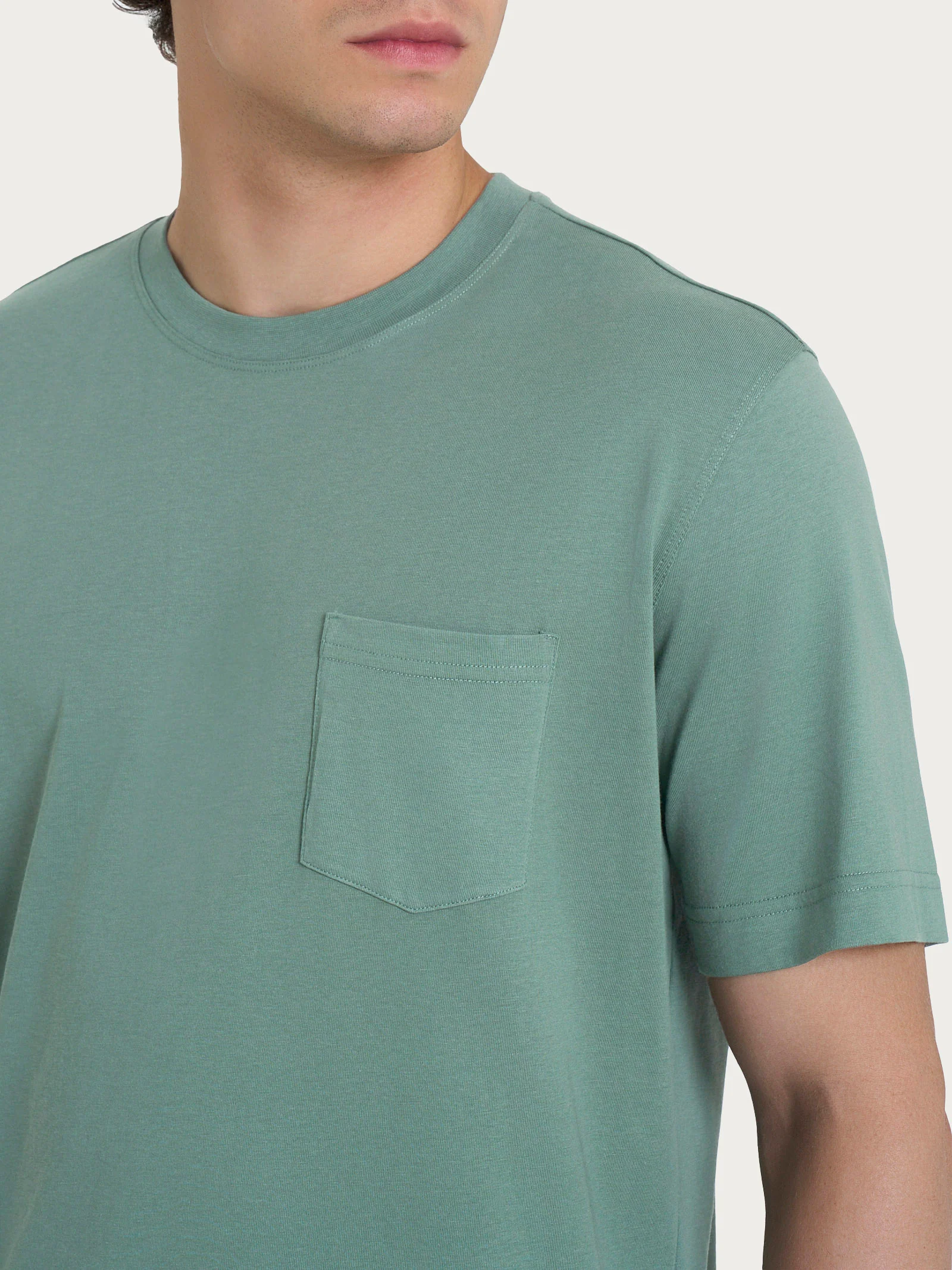 T-shirt girocollo con taschino in jersey di cotone - Laurel Wreath - Image 3