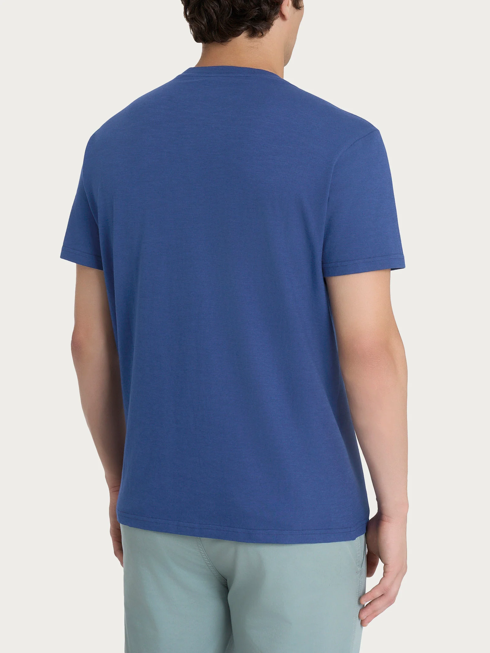T-shirt girocollo con taschino in slub jersey di cotone - Oceana - Image 2