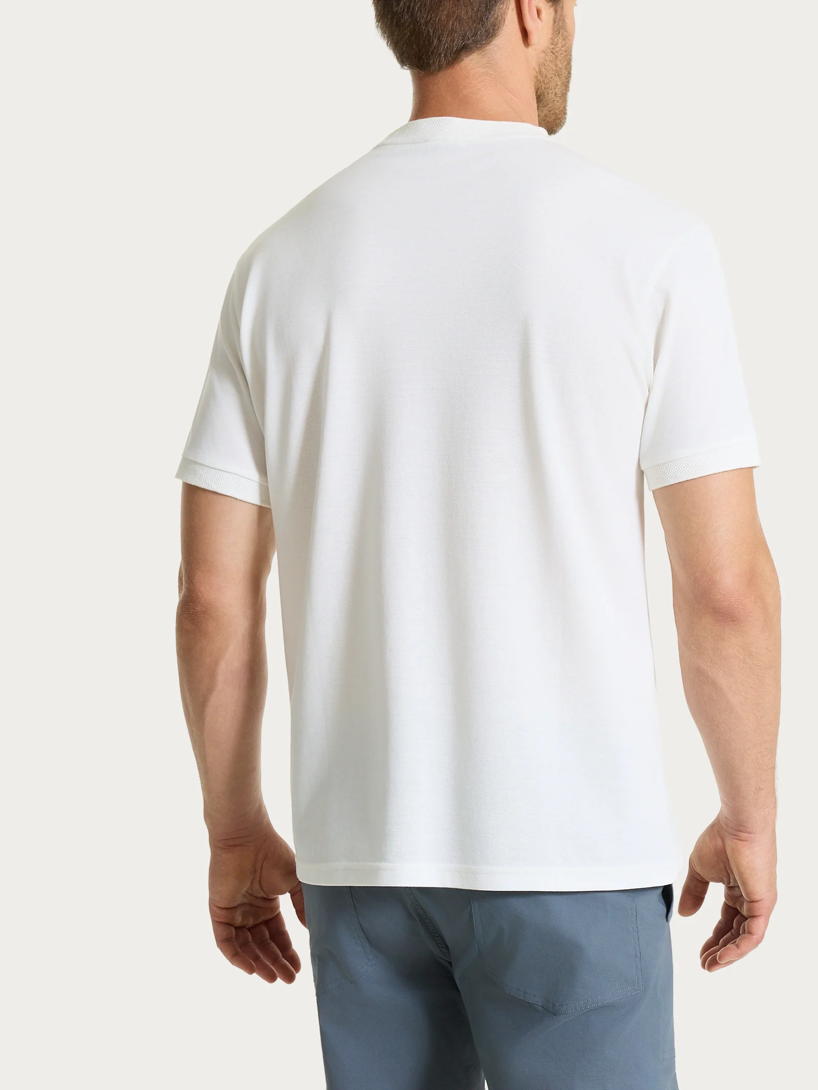 T-shirt girocollo in Cotone Piquet Double Mercerized - Bianco - Image 2