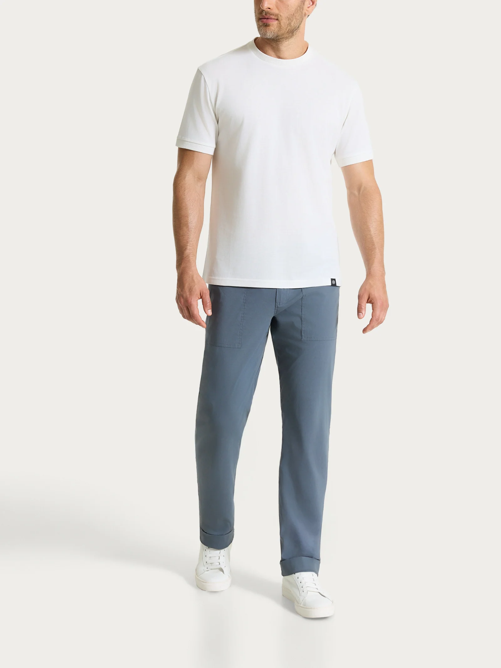T-shirt girocollo in Cotone Piquet Double Mercerized - Bianco - Image 4