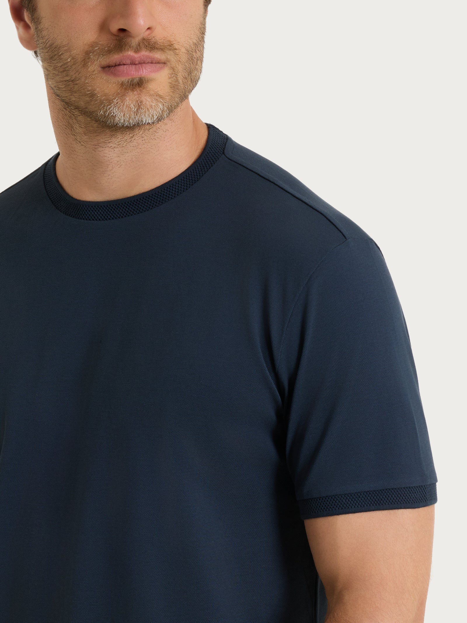 T-shirt girocollo in Cotone Piquet Double Mercerized - Outer Space - Image 3