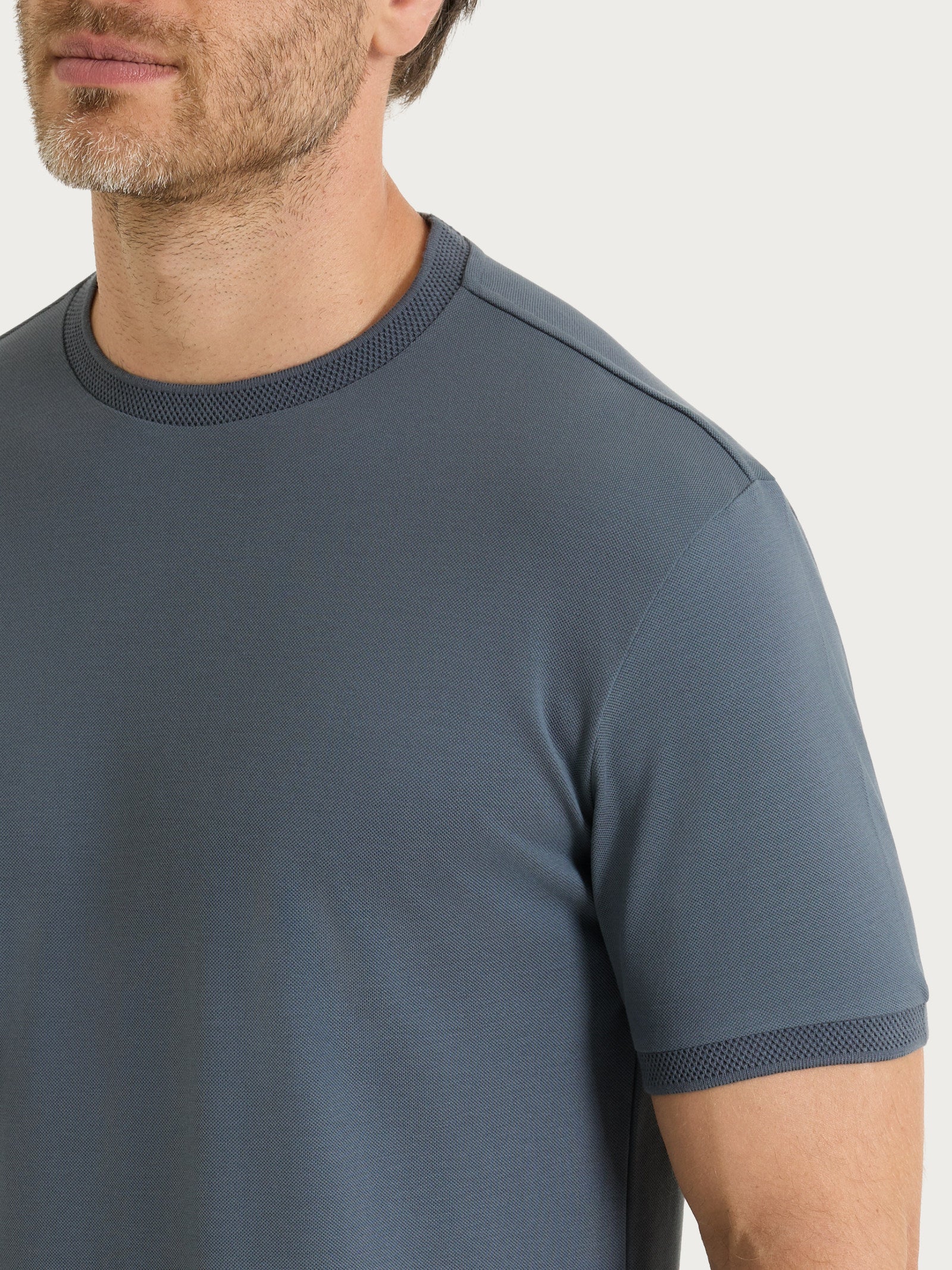 T-shirt girocollo in Cotone Piquet Double Mercerized - Turbulence - Image 3