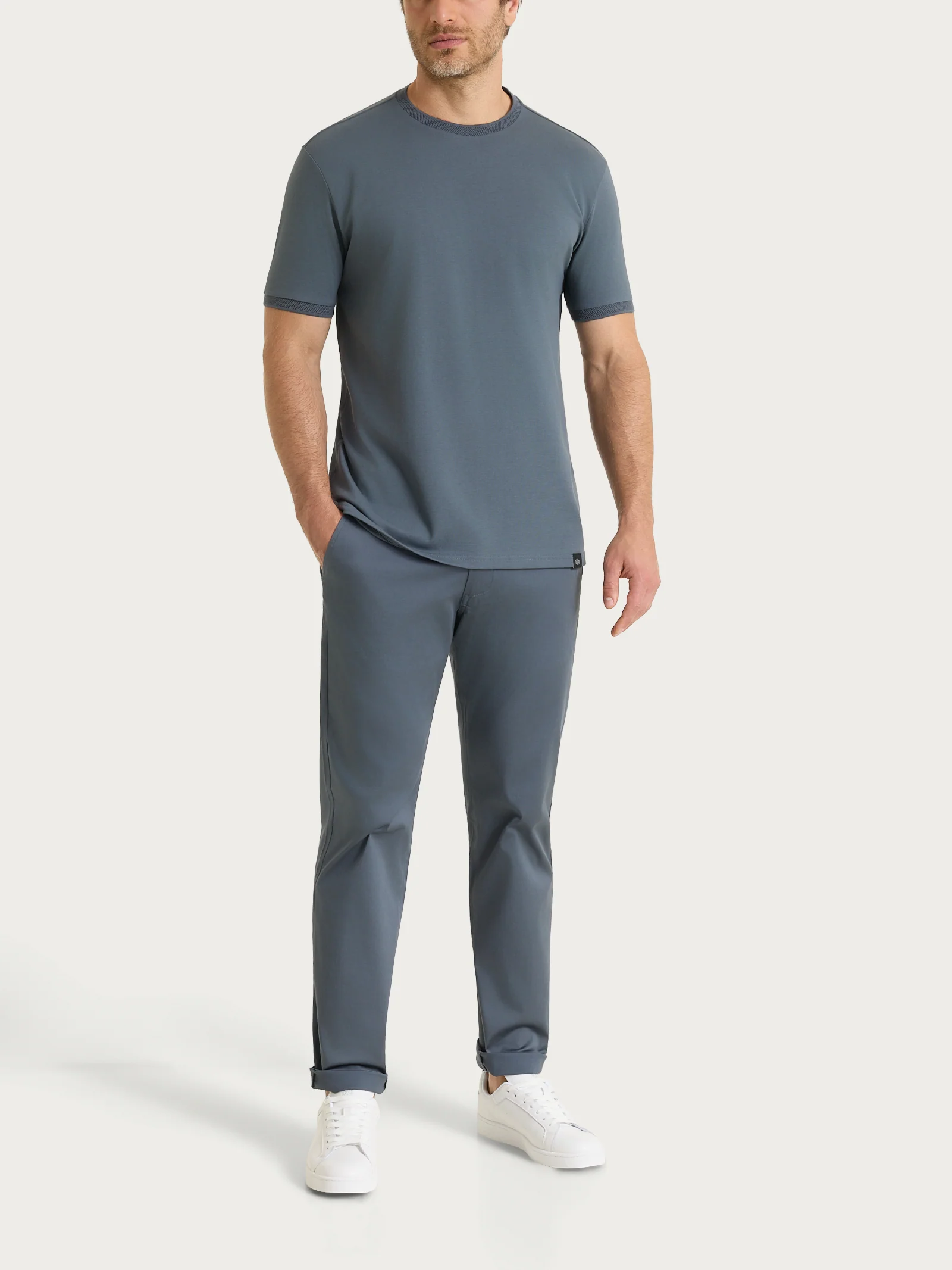 T-shirt girocollo in Cotone Piquet Double Mercerized - Turbulence - Image 5