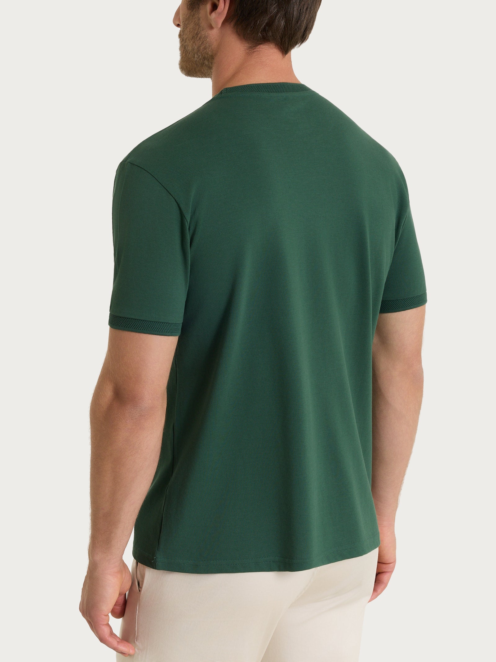 T-shirt girocollo in Cotone Piquet Double Mercerized - Pineneedle - Image 2