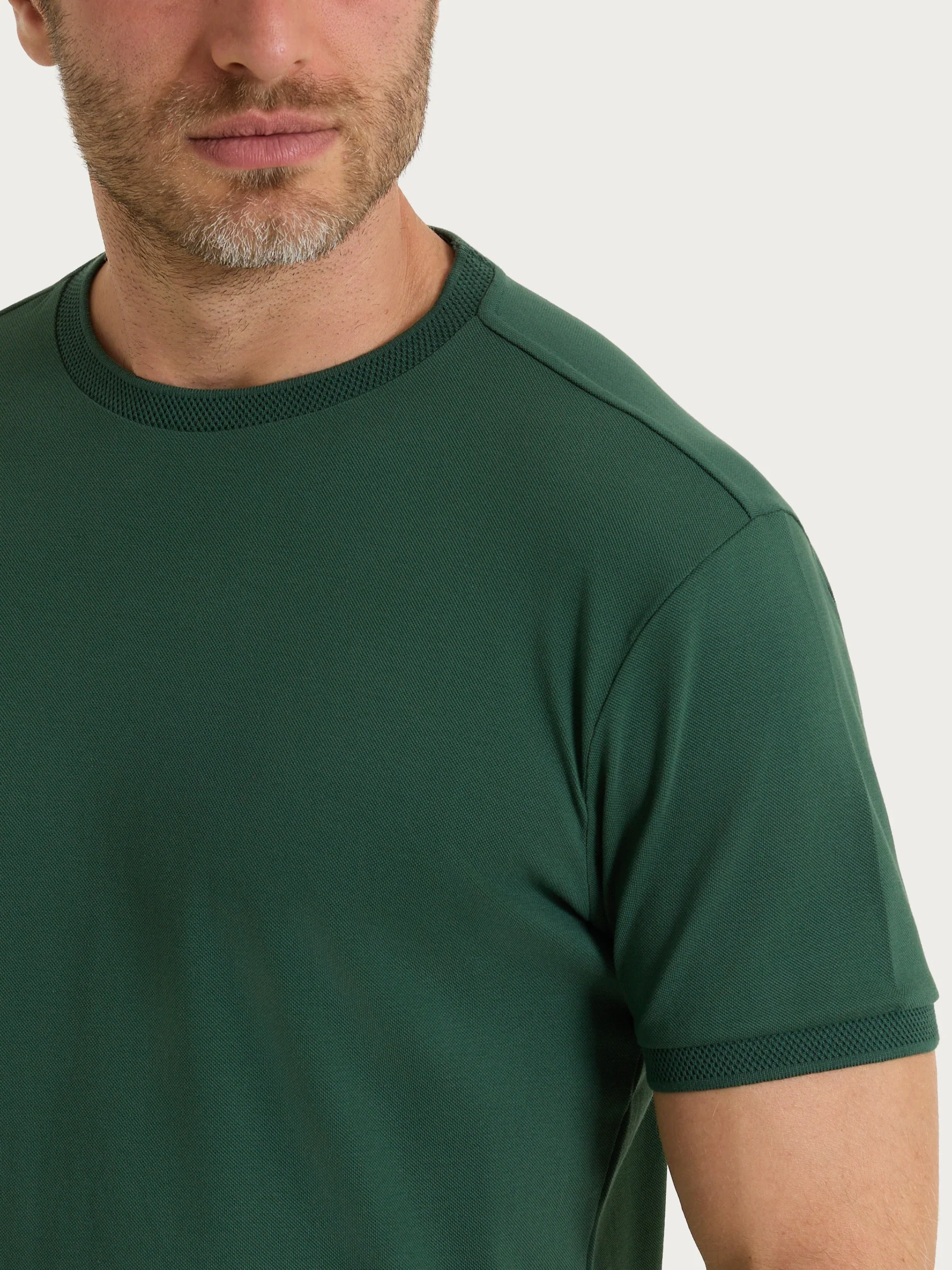 T-shirt girocollo in Cotone Piquet Double Mercerized - Pineneedle - Image 3