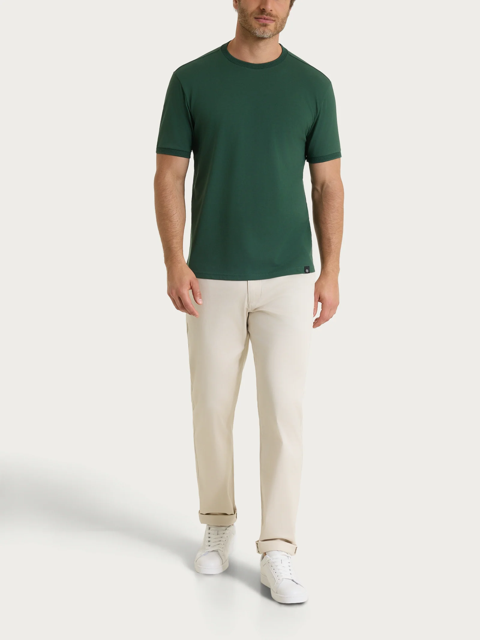 T-shirt girocollo in Cotone Piquet Double Mercerized - Pineneedle - Image 5