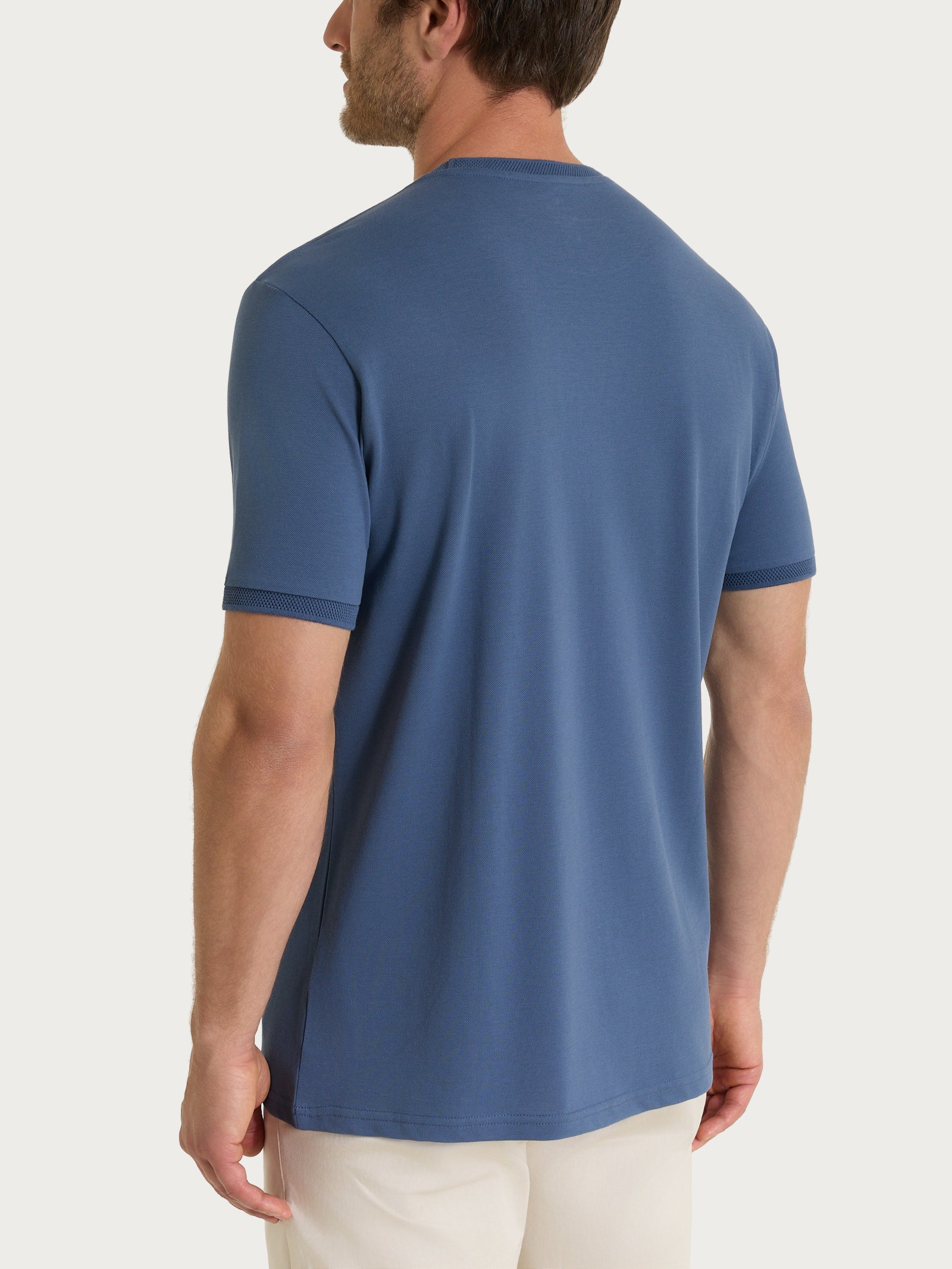 T-shirt girocollo in Cotone Piquet Double Mercerized - Vintage Indigo - Image 2