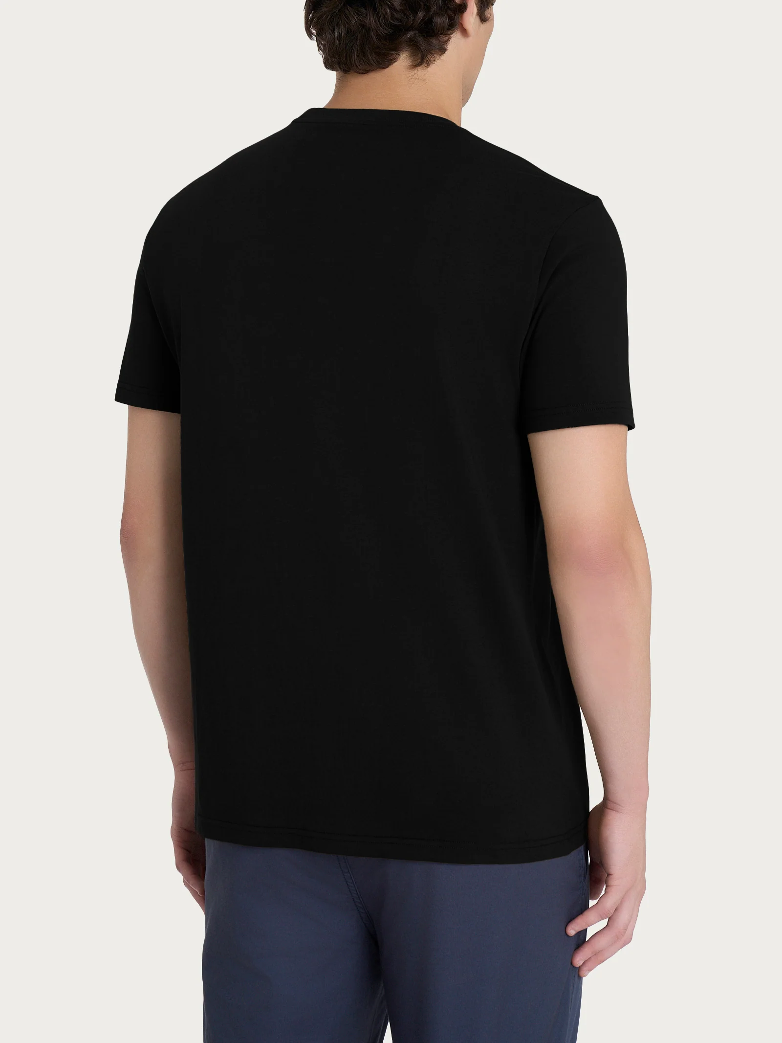 T-shirt girocollo in jersey di cotone - Nero - Image 2