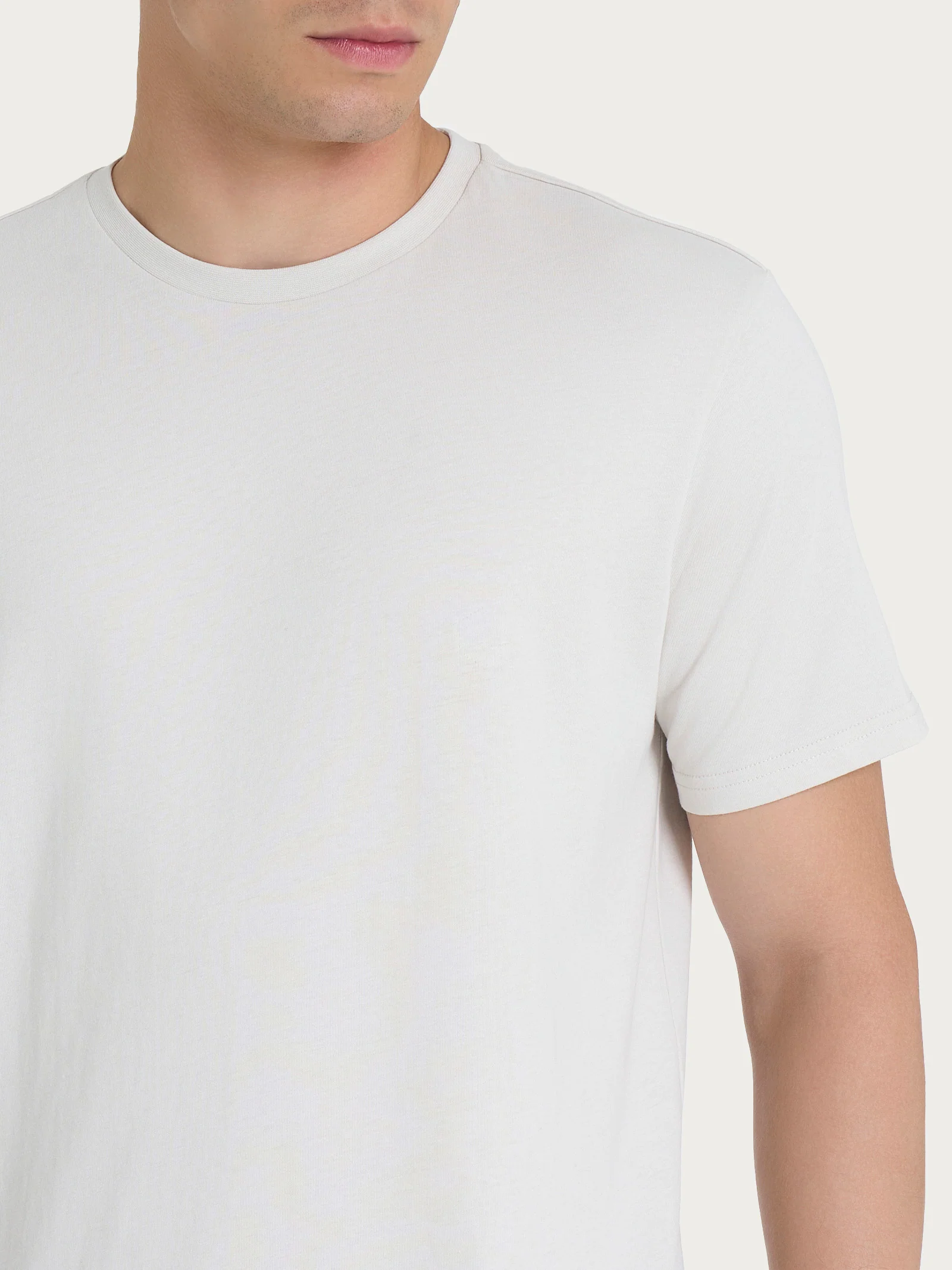 T-shirt girocollo in jersey di cotone - Champignon - Image 3
