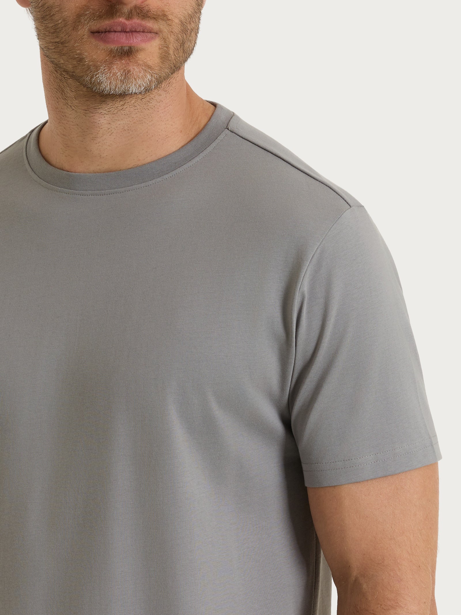 T-shirt girocollo in jersey di cotone - Pietra - Image 3