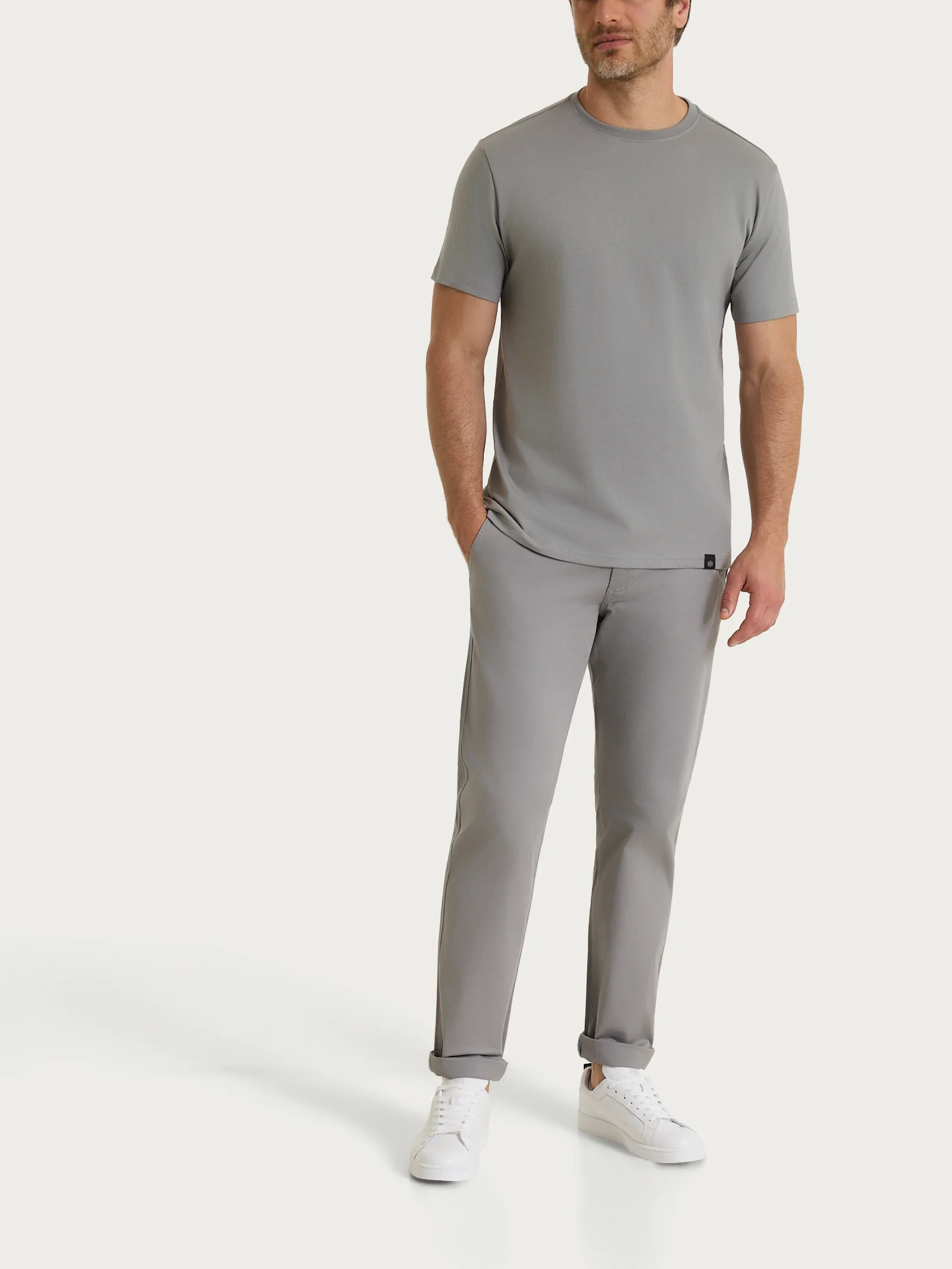T-shirt girocollo in jersey di cotone - Pietra - Image 5