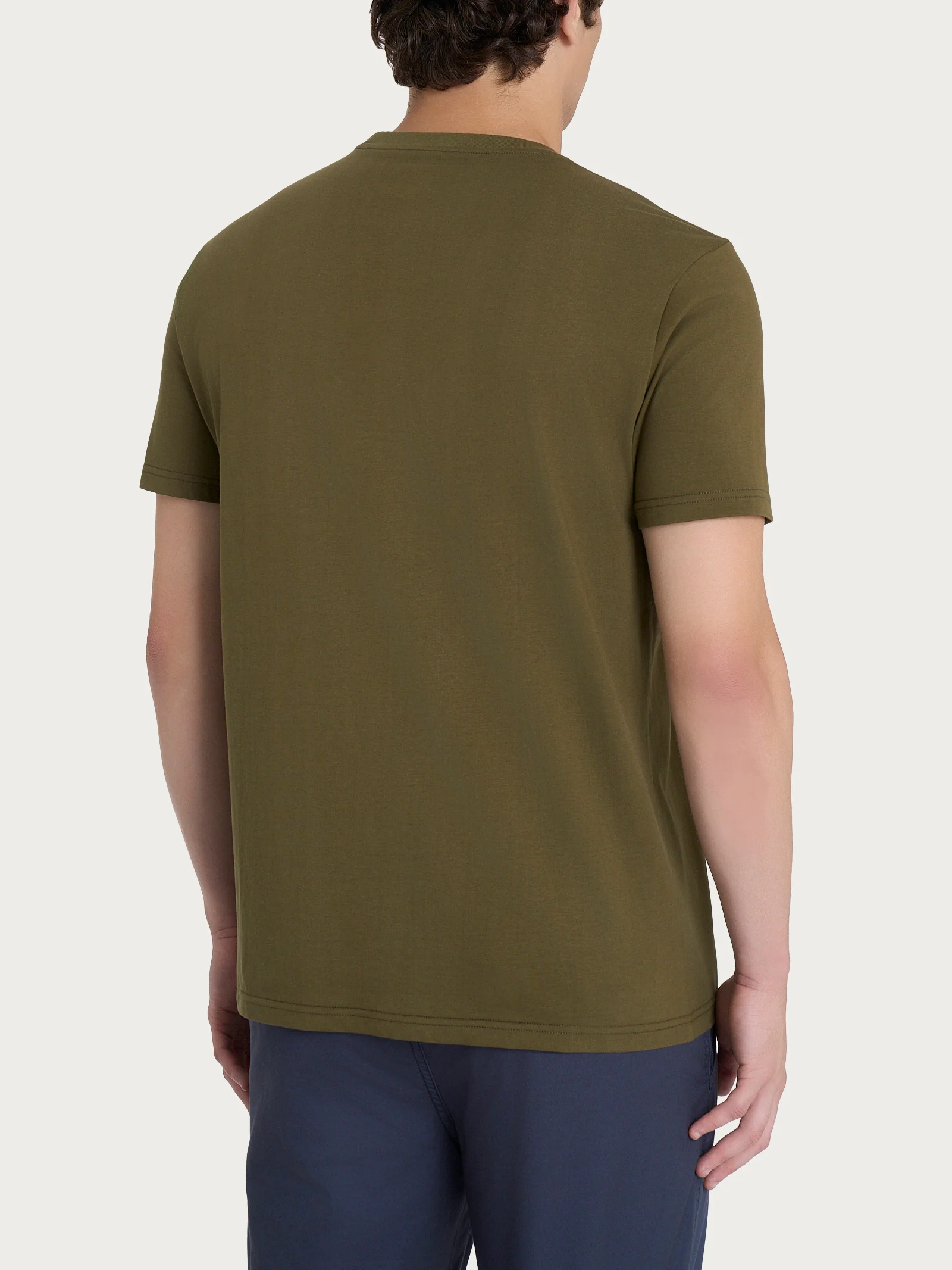 T-shirt girocollo in jersey di cotone - Dark Olive - Image 2