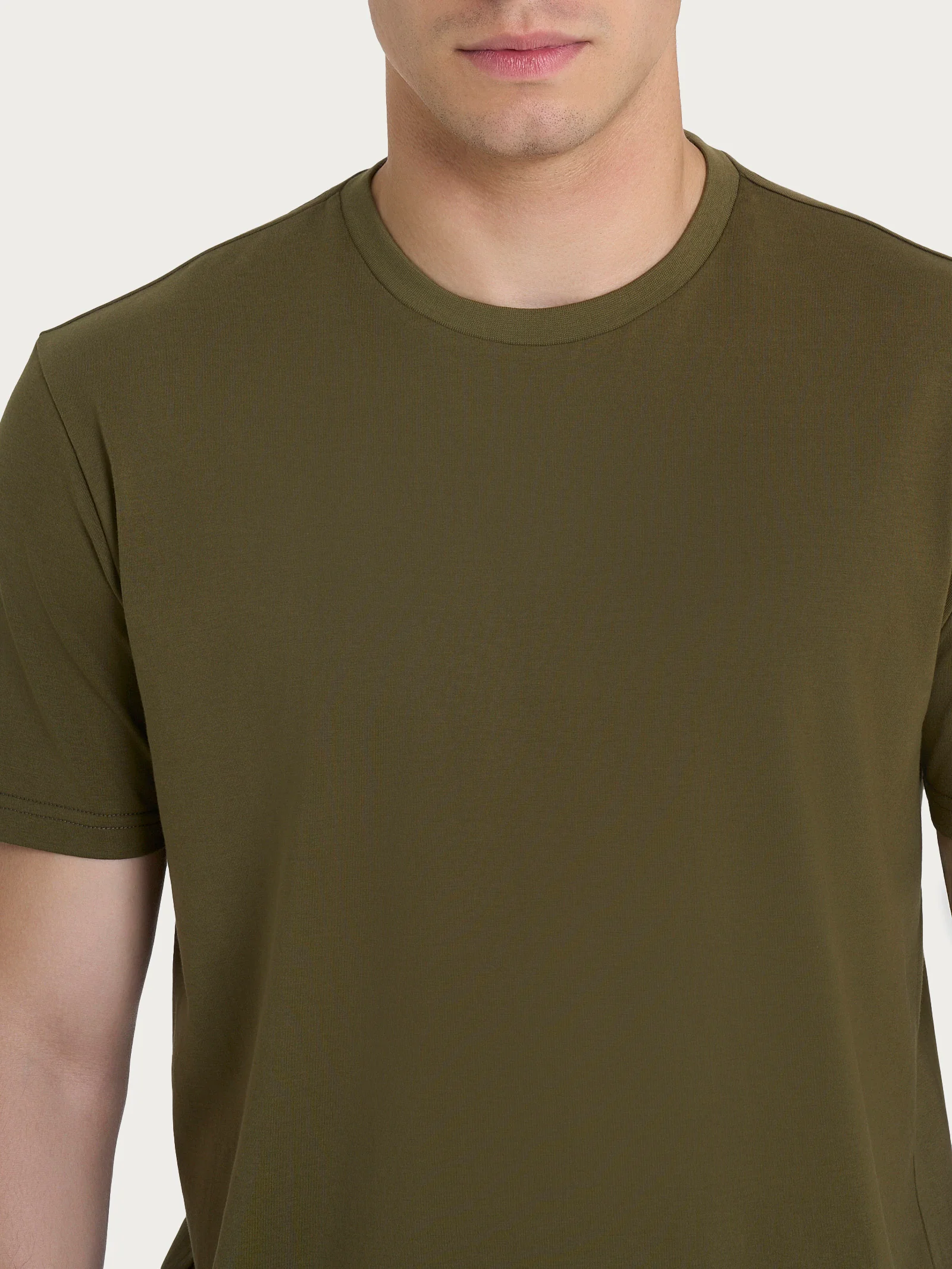 T-shirt girocollo in jersey di cotone - Dark Olive - Image 3