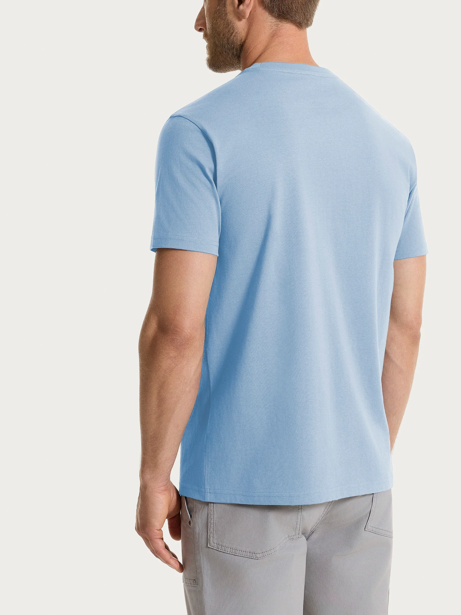T-shirt girocollo in jersey di cotone - Dusty Blue - Image 2