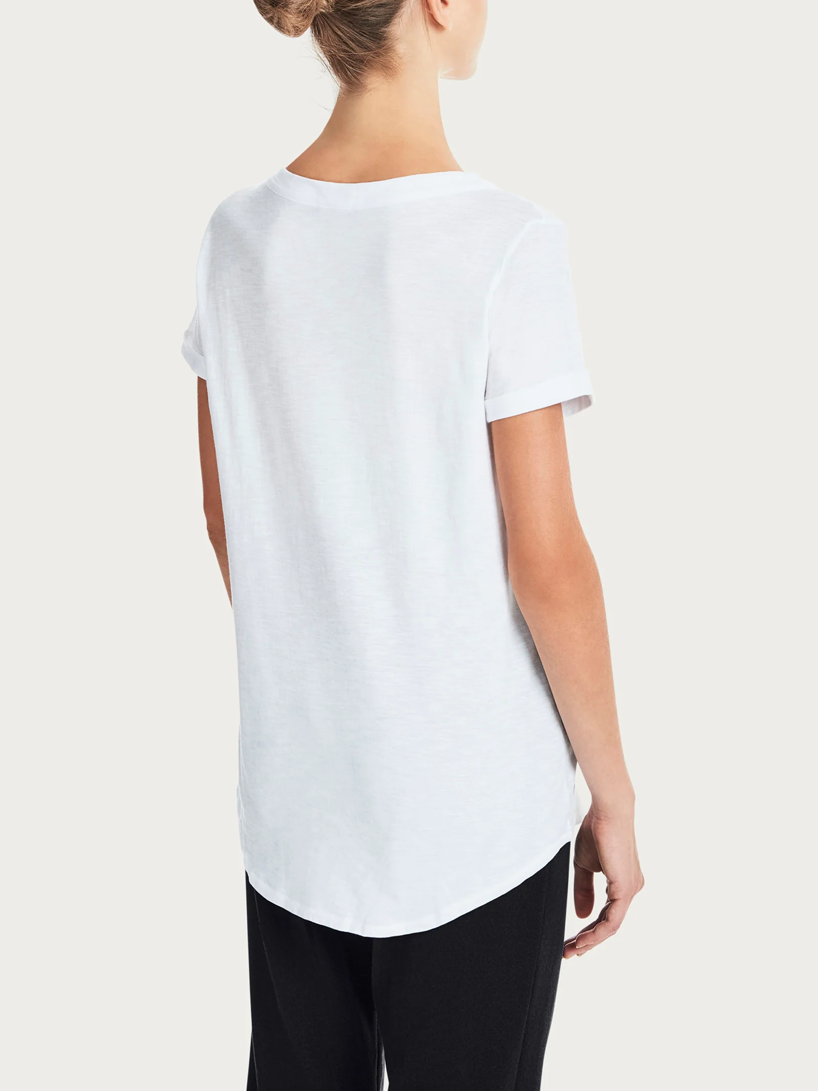 T-shirt girocollo in slub jersey di cotone - Bianco - Image 2