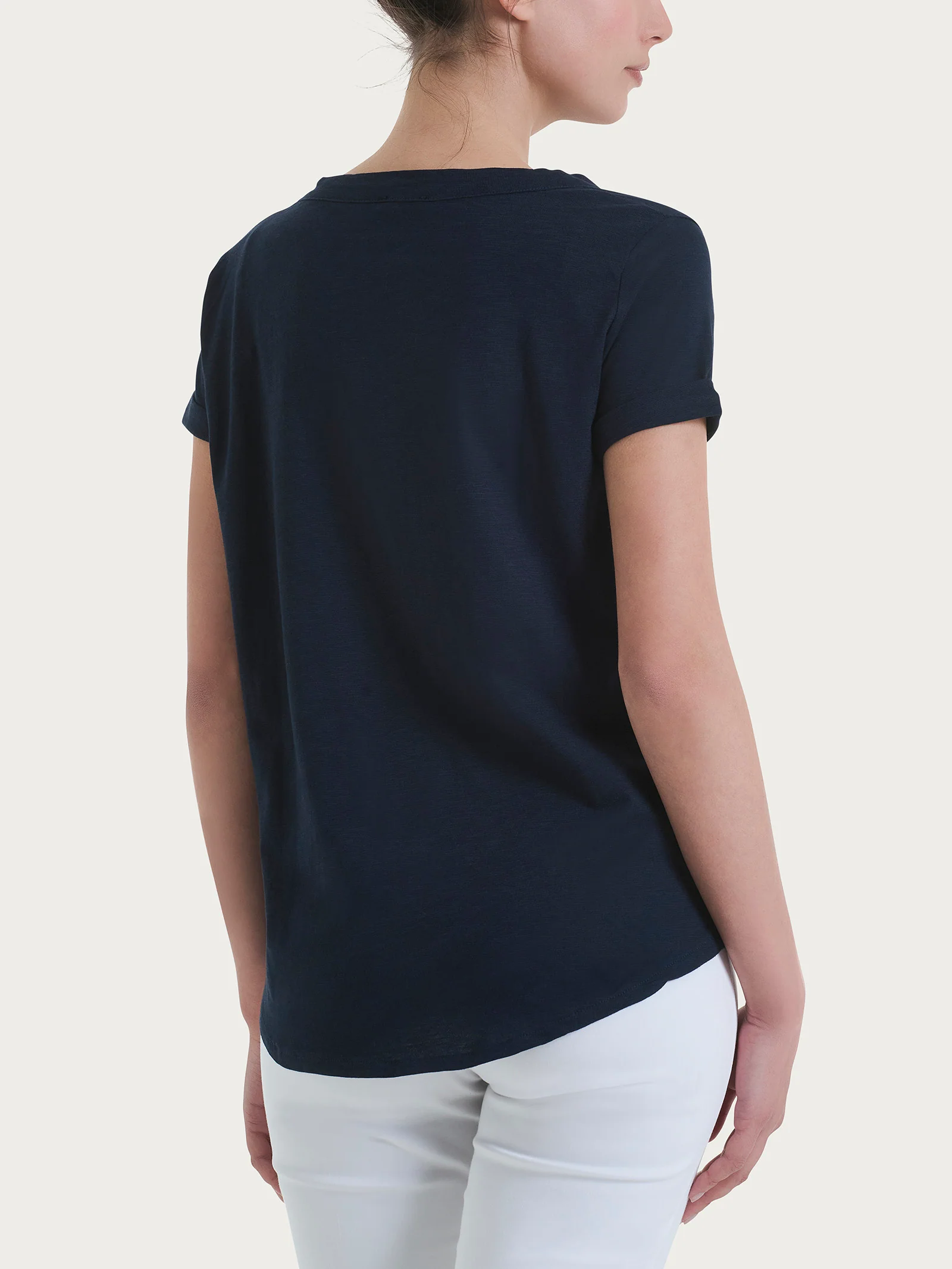 T-shirt girocollo in slub jersey di cotone - Bleu - Image 2