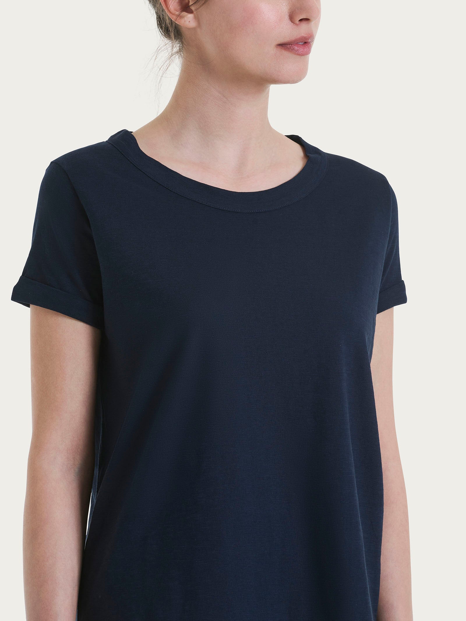 T-shirt girocollo in slub jersey di cotone - Bleu - Image 3