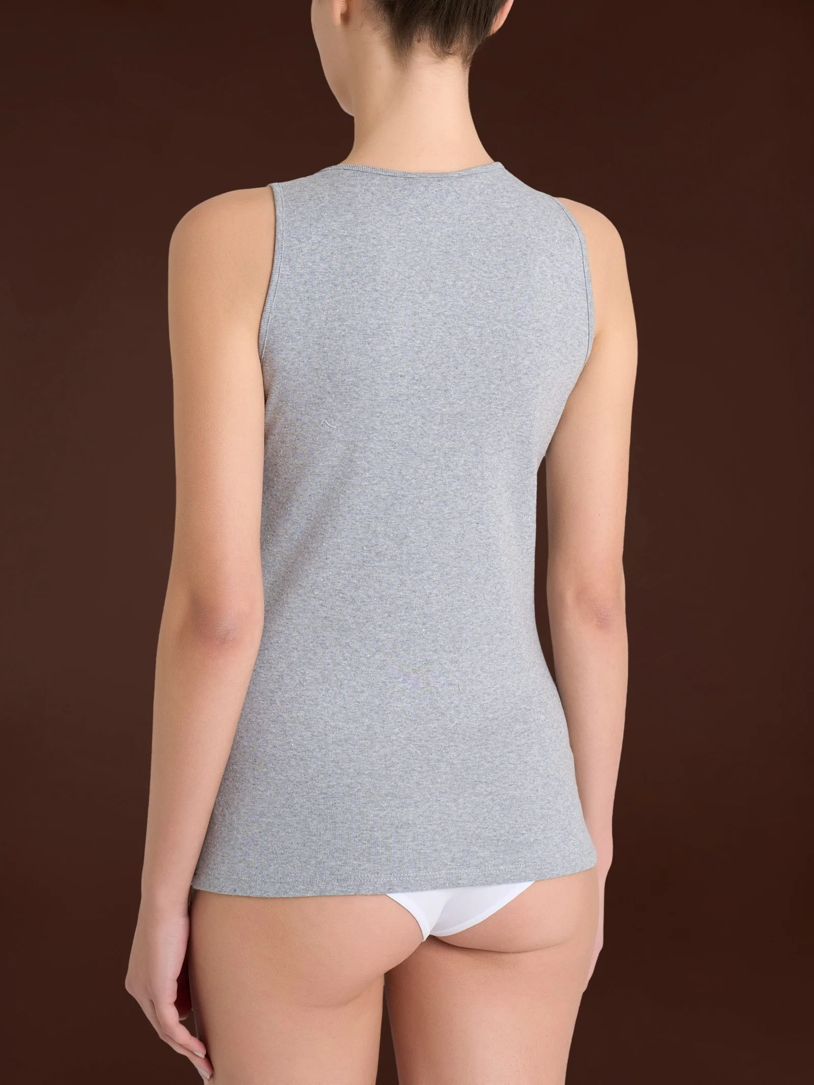 Thermo Cotton - Canottiera a spalla larga in caldo cotone  - Argento Mel. - Image 2